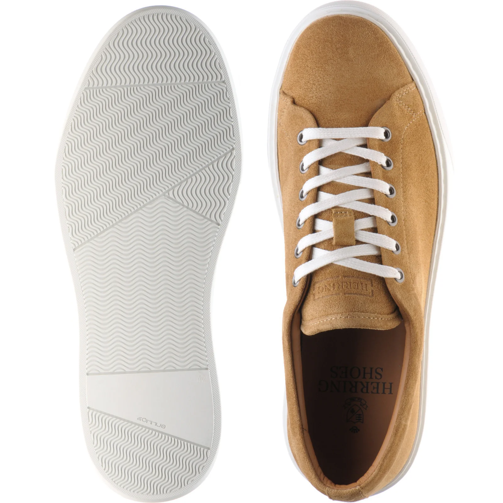 Herring Strike II Suede mens rubber-soled trainers in camel suede - Image 3