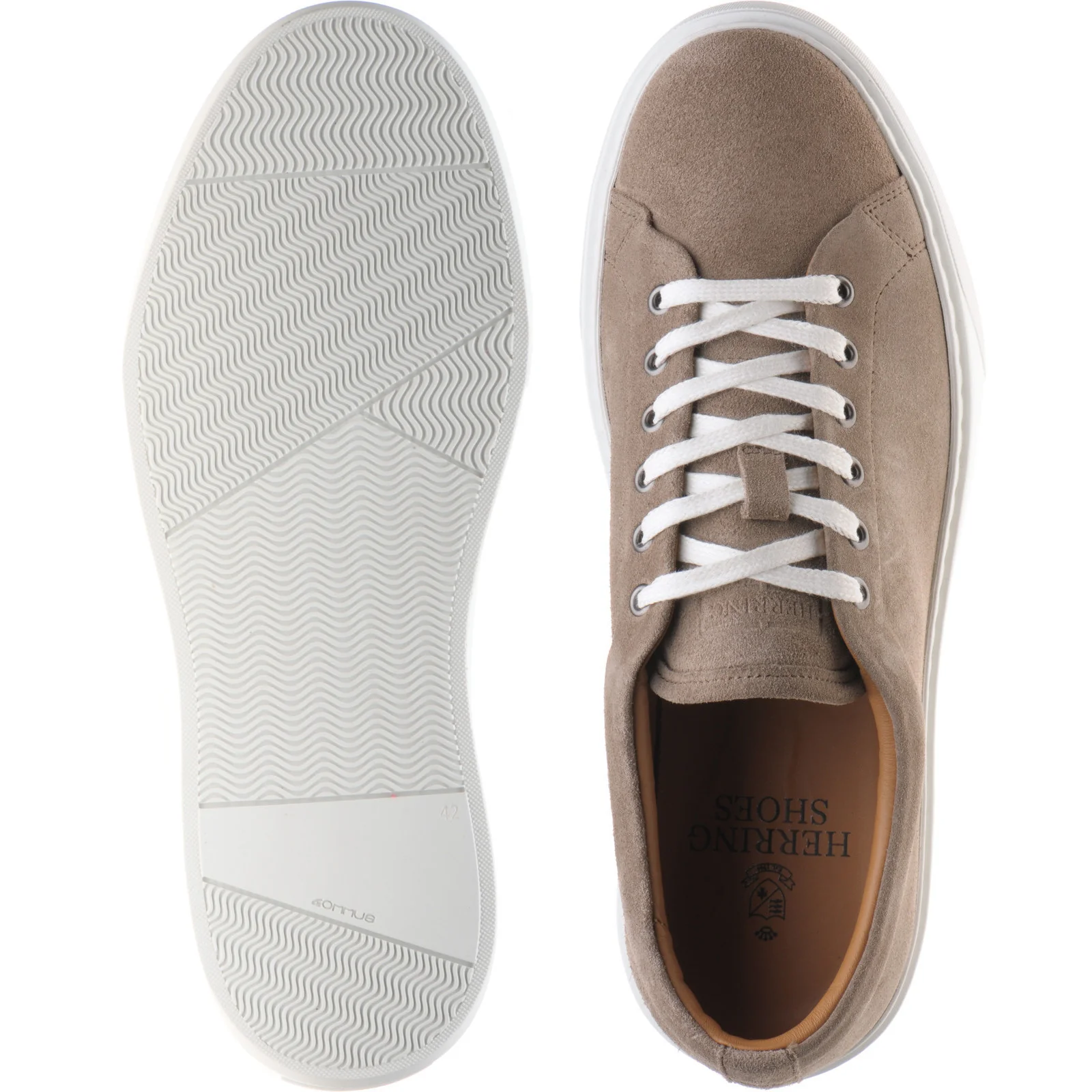 Herring Strike II Suede mens rubber-soled trainers in mocha suede - Image 3