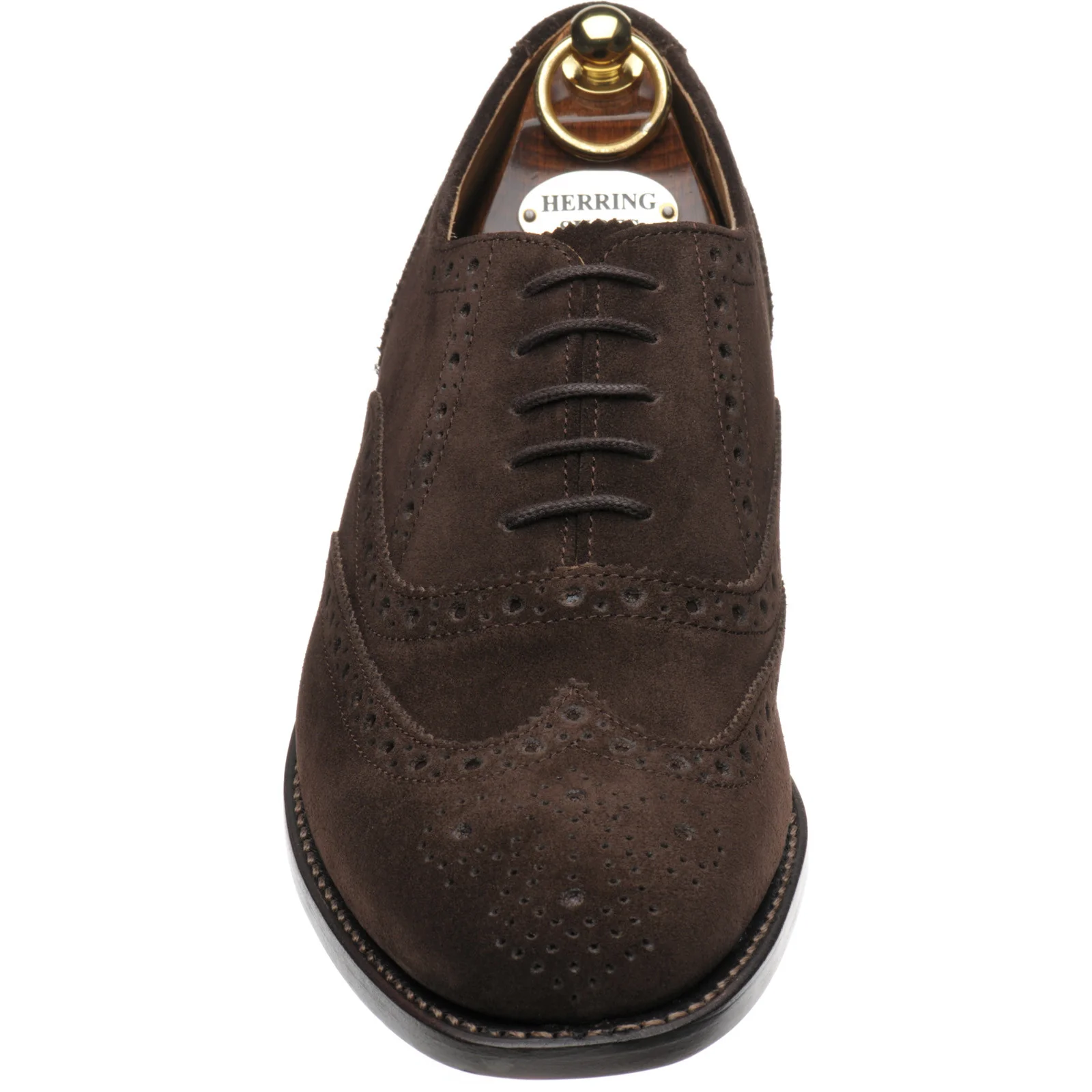 Herring Surrey II mens brogues in dark brown suede - Image 2