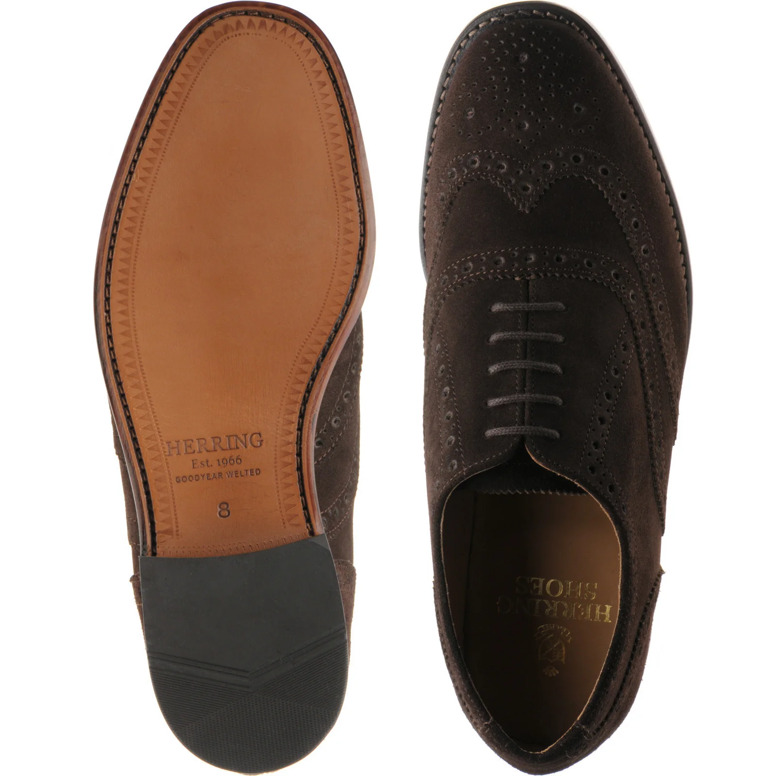 Herring Surrey II mens brogues in dark brown suede - Image 3