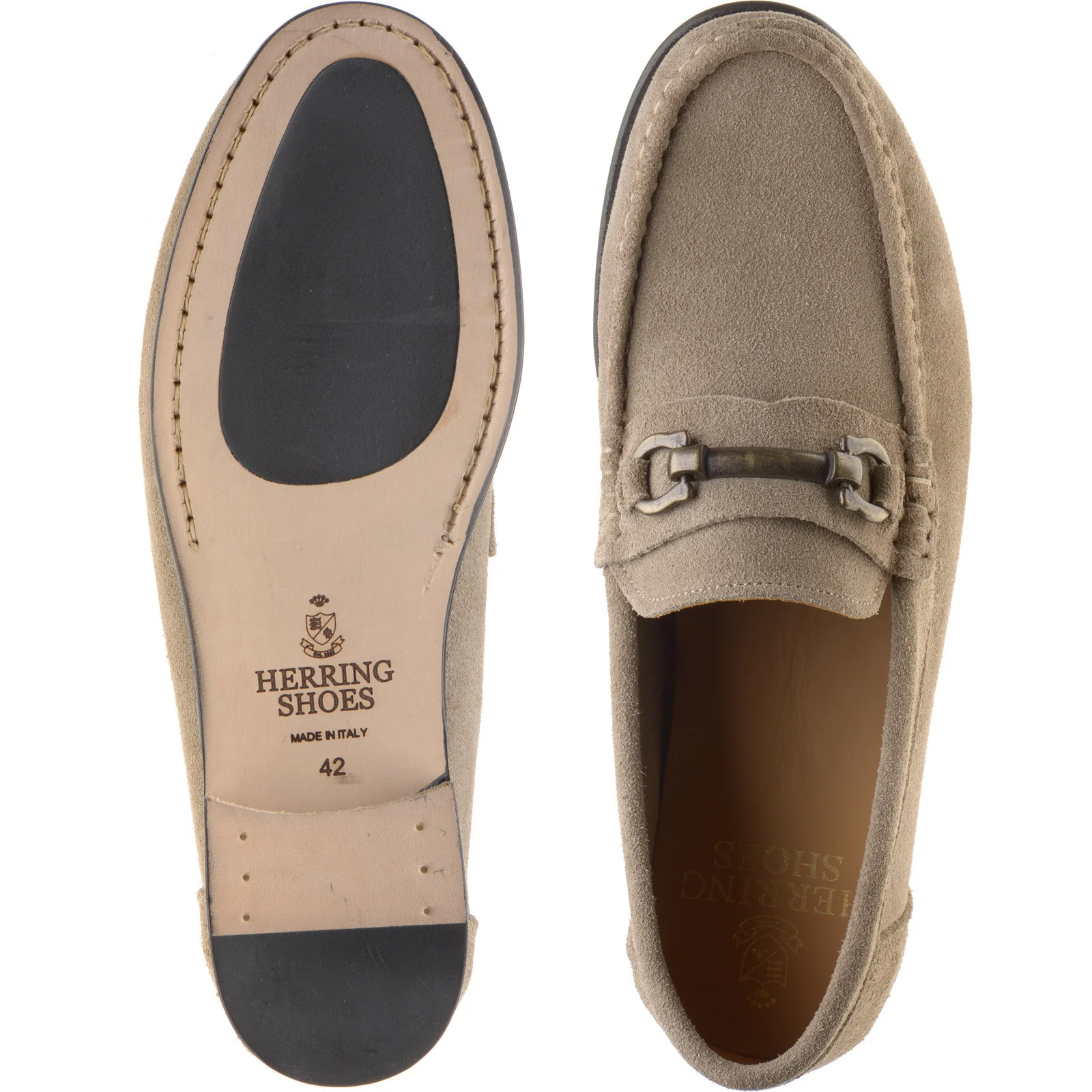 Herring Taormina mens hybrid-soled loafers in taupe suede - Image 3