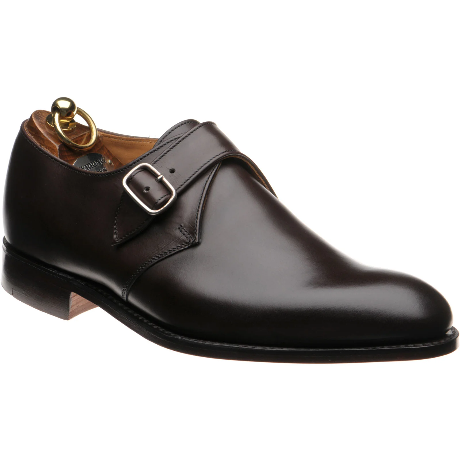 Herring Tay mens monk shoes in dark brown calf (second)