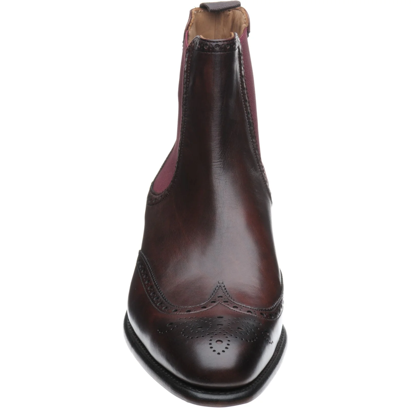 Herring Thatcher mens brogue Chelsea boots in burgundy calf - Image 2