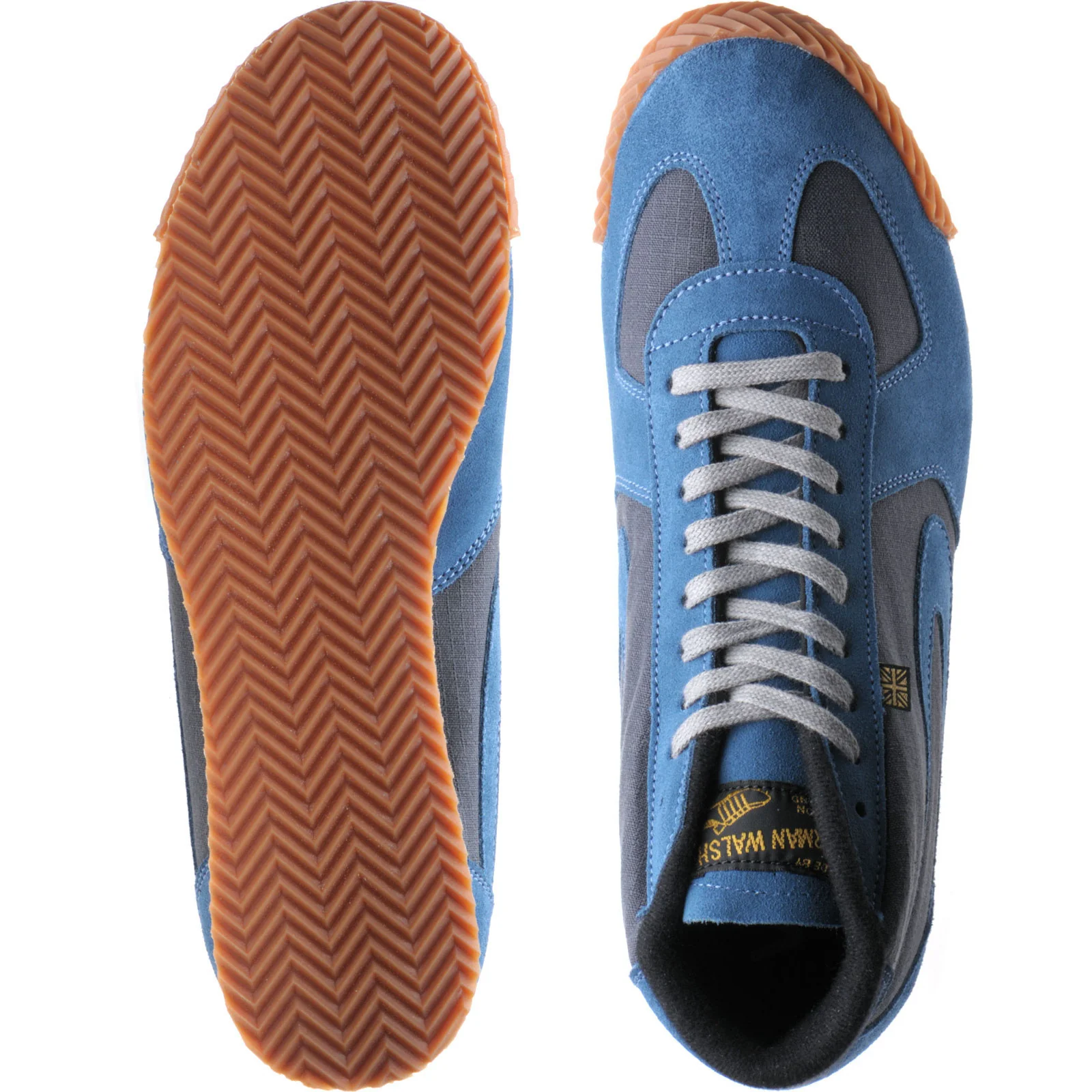 Herring Tokyo Hi-Top Trainer mens rubber-soled boots in grey titan and teal suede - Image 3