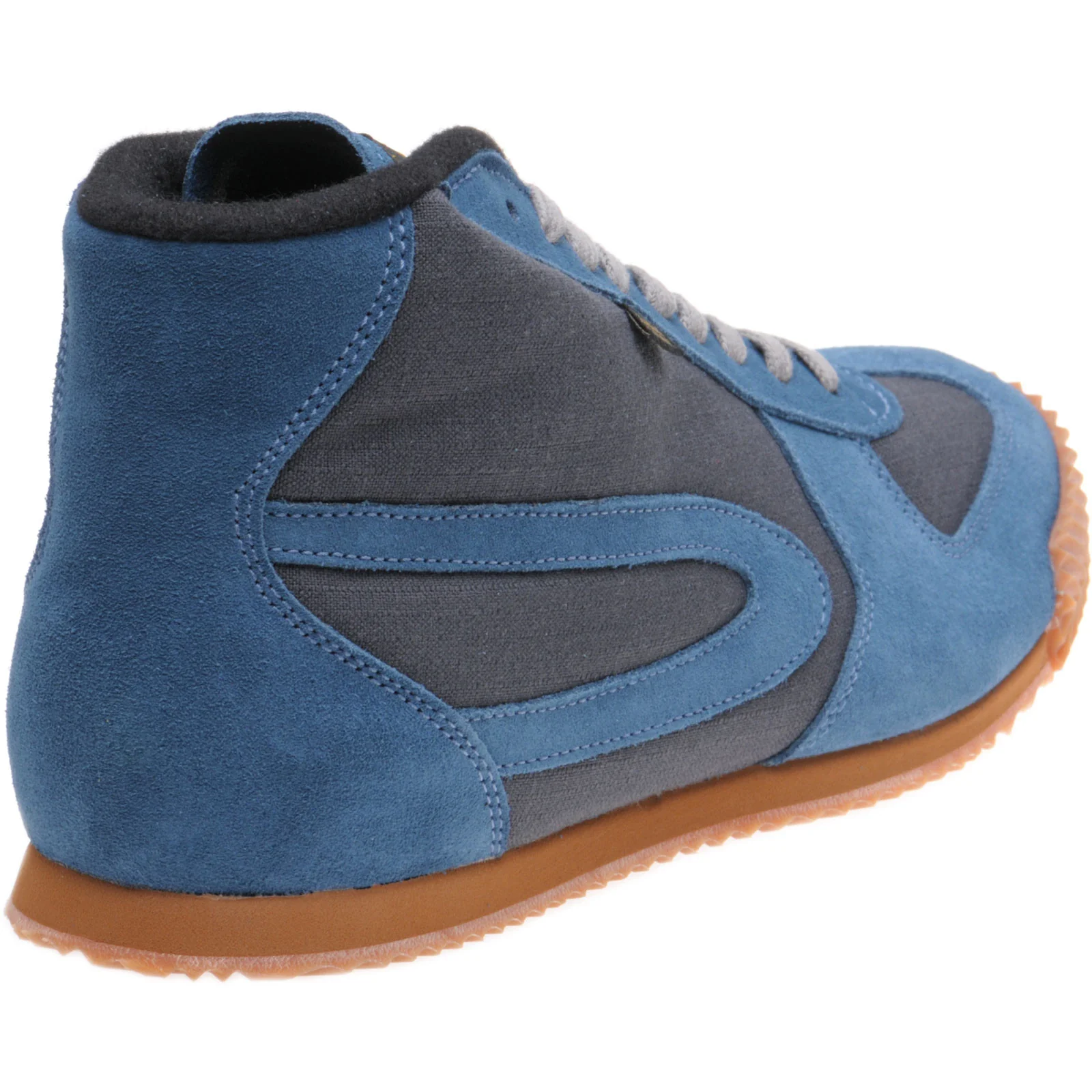 Herring Tokyo Hi-Top Trainer mens rubber-soled boots in grey titan and teal suede - Image 4