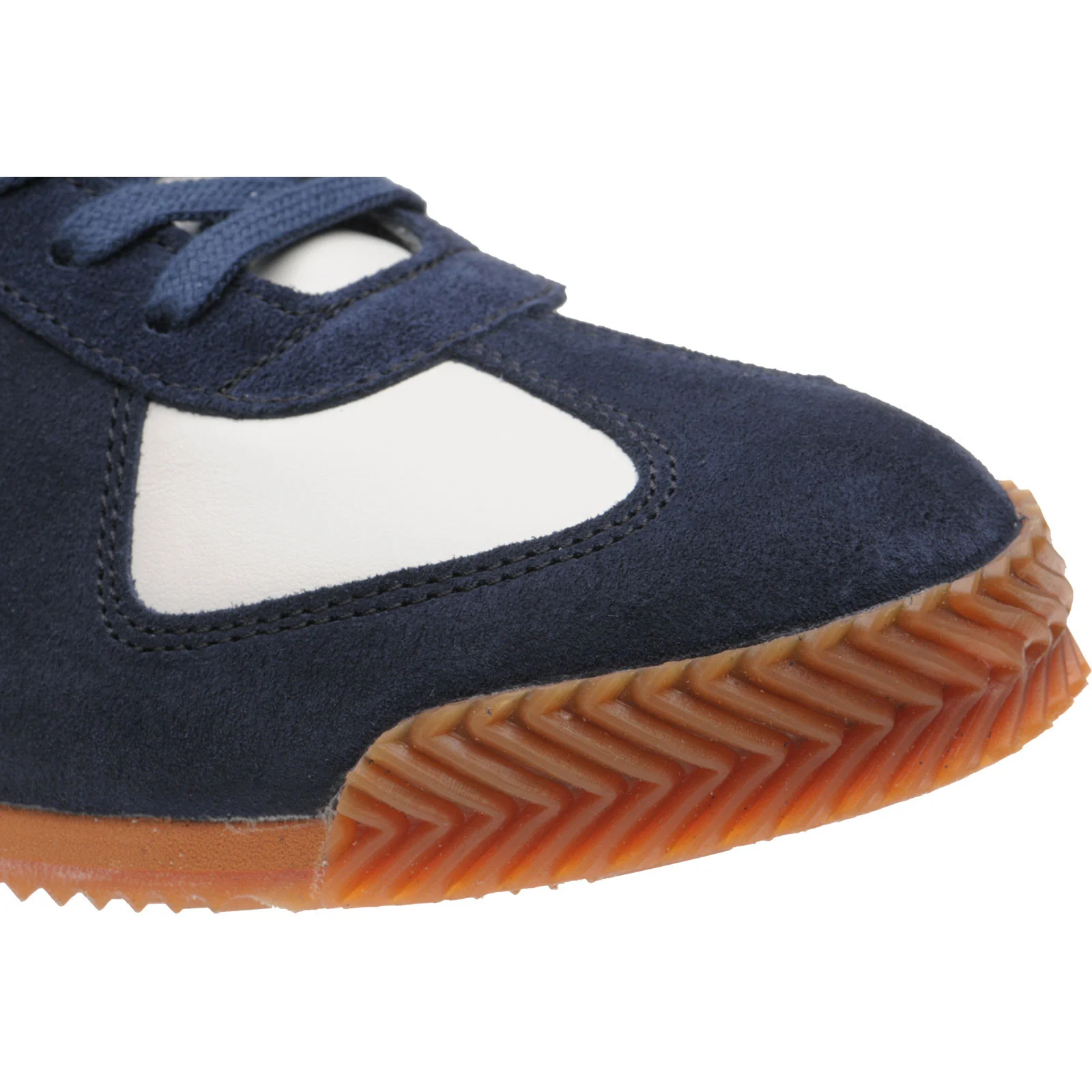 Herring Tokyo Hi-Top Trainer mens rubber-soled boots in white calf and navy suede - Image 5