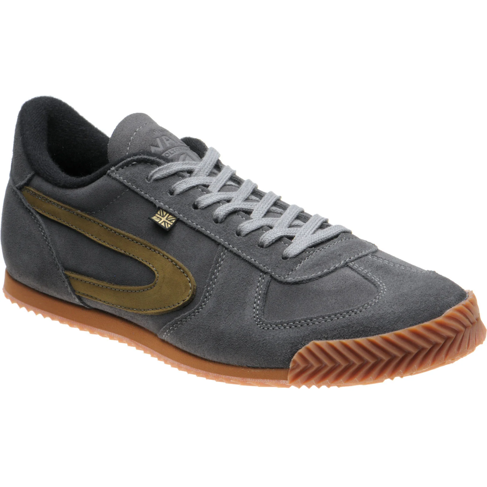 Herring Tokyo Trainer mens rubber-soled trainers in dark grey suede and lime nubuck