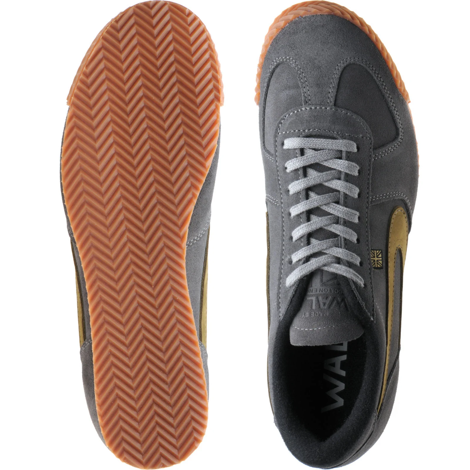 Herring Tokyo Trainer mens rubber-soled trainers in dark grey suede and lime nubuck - Image 3