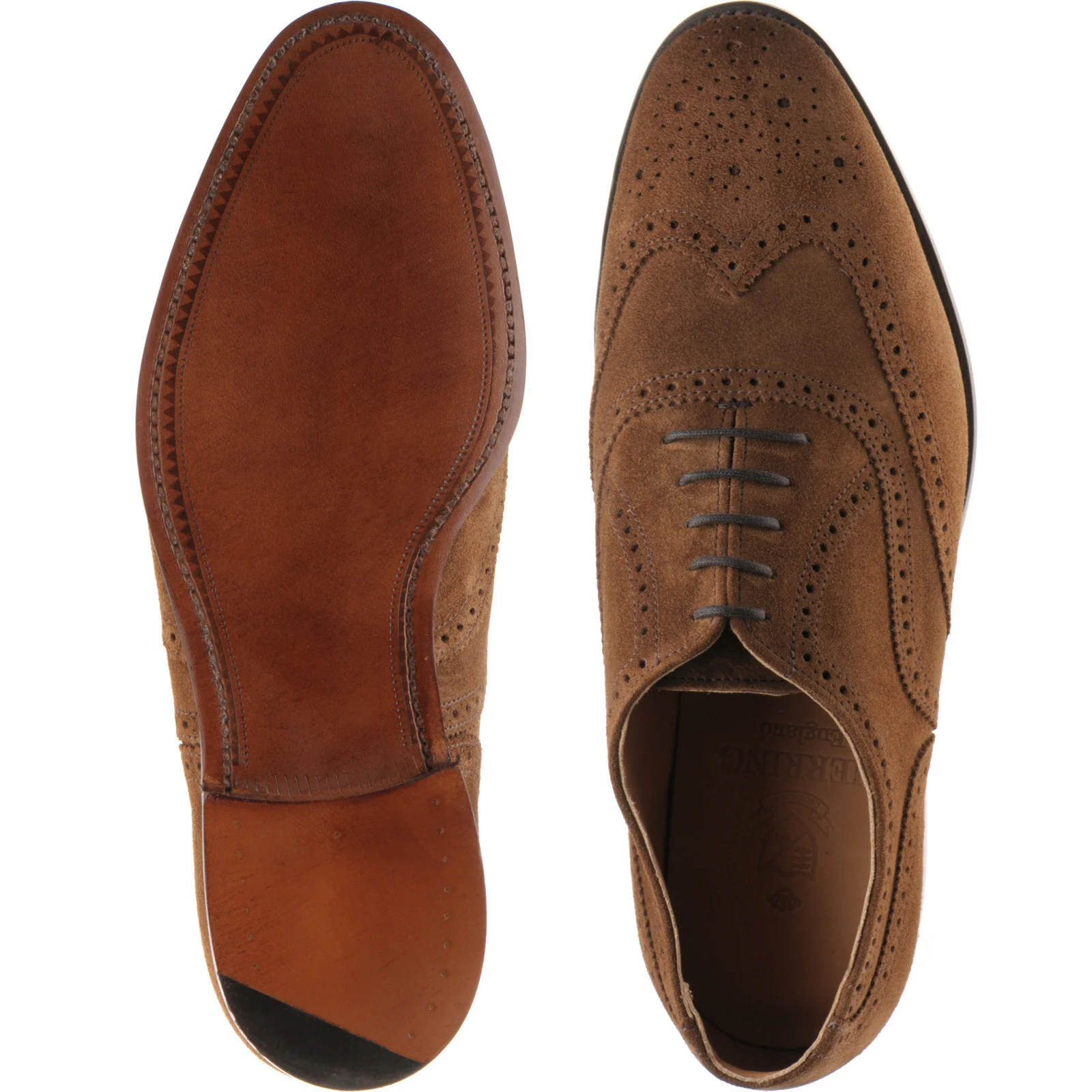 Herring Trent mens brogues in snuff suede - Image 3