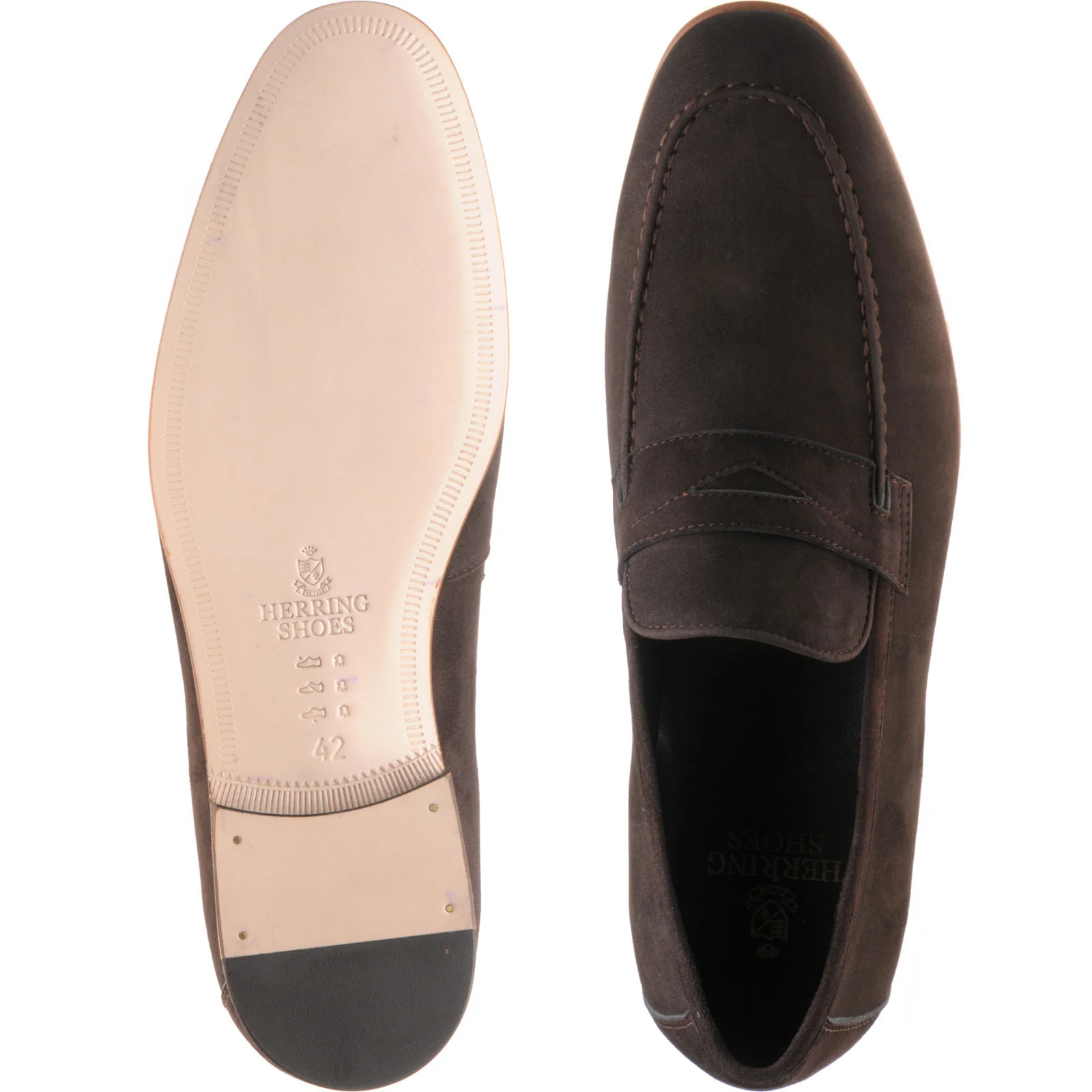 Herring Trovatore mens loafers in brown suede - Image 3
