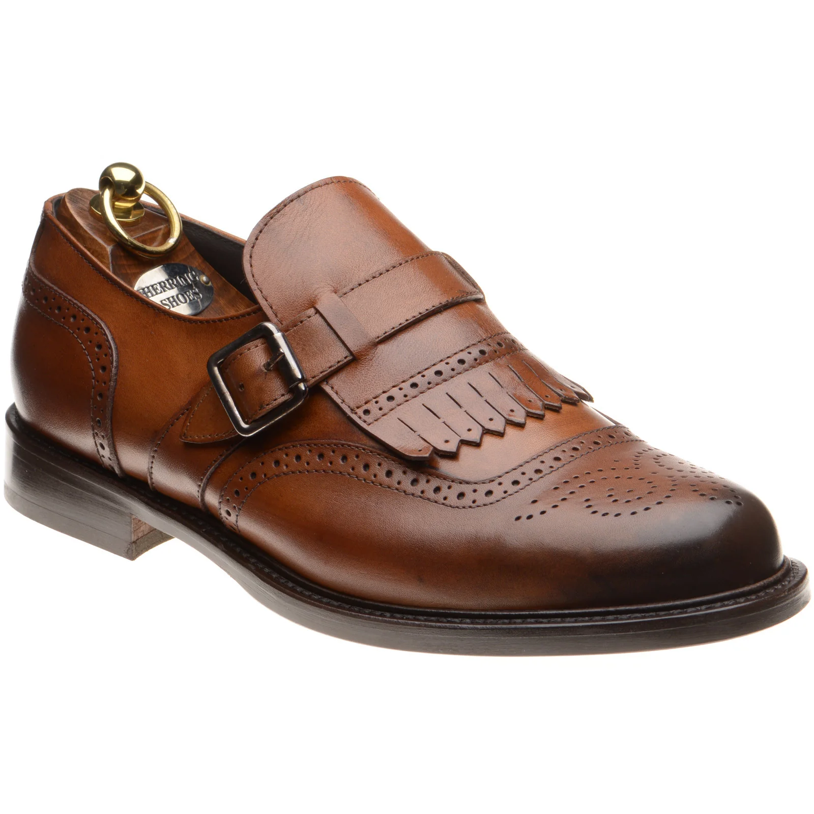 Herring Vecchio mens hybrid-soled monk shoes in tan calf (second)