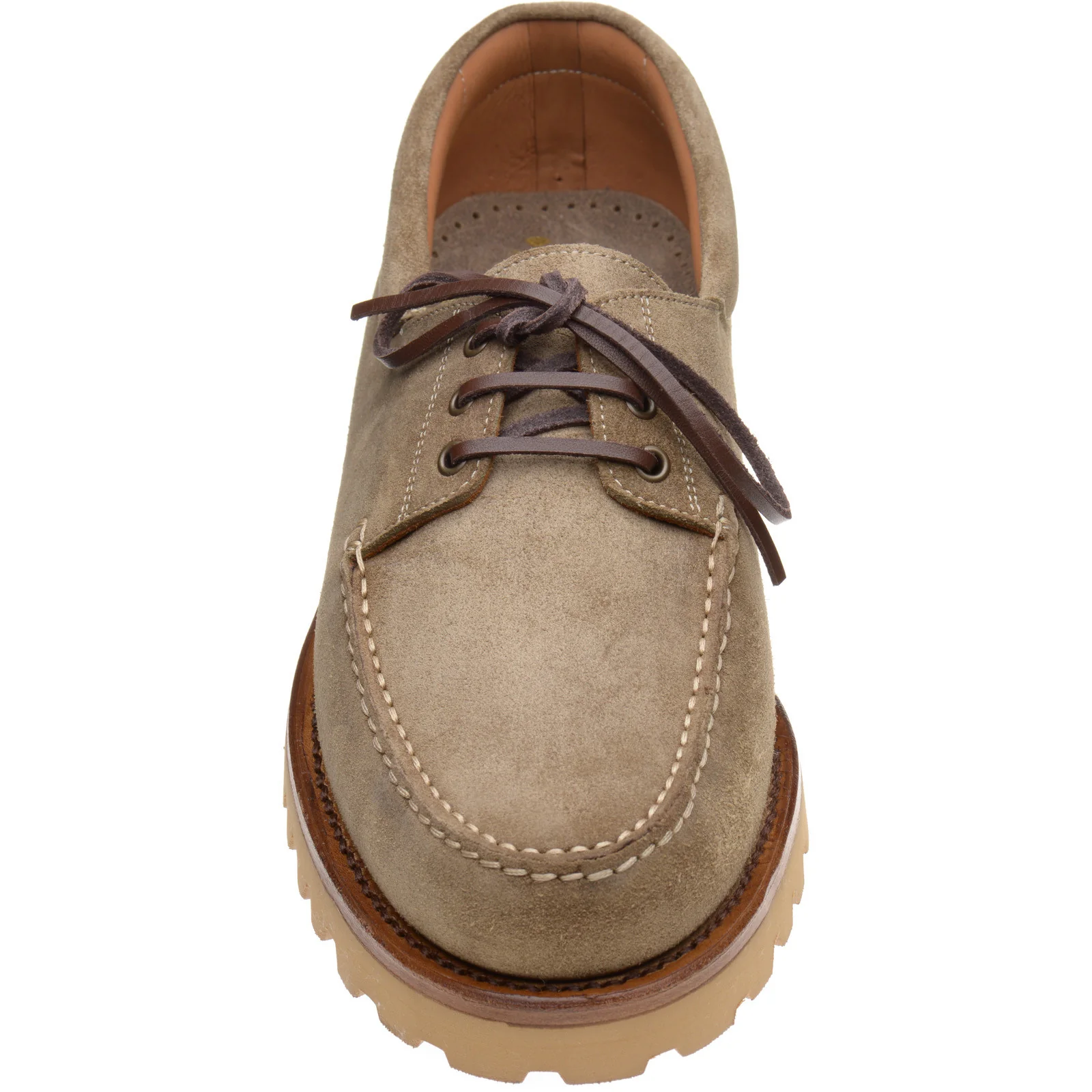 Herring Vilamoura mens rubber-soled deck shoes in taupe suede - Image 2