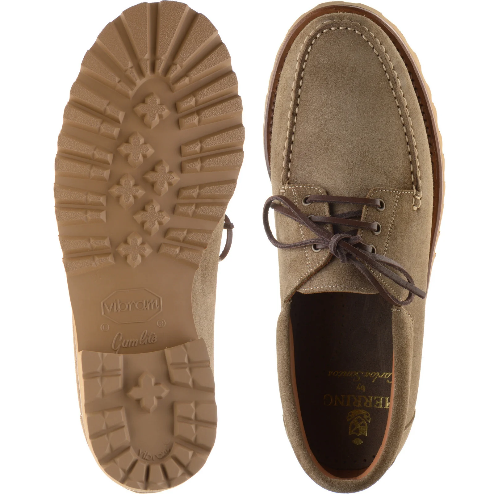 Herring Vilamoura mens rubber-soled deck shoes in taupe suede - Image 3