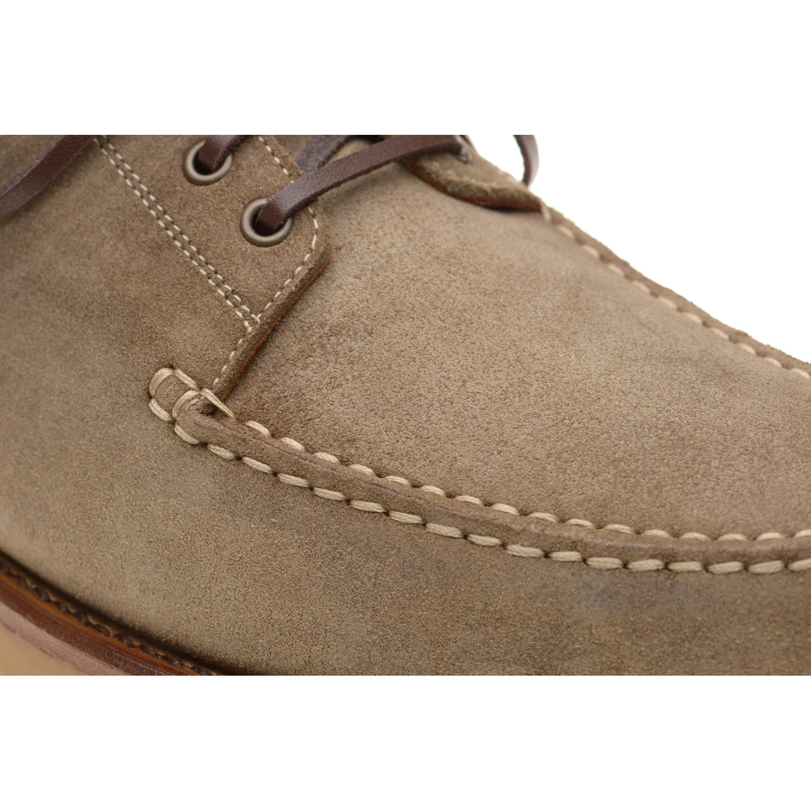 Herring Vilamoura mens rubber-soled deck shoes in taupe suede - Image 5