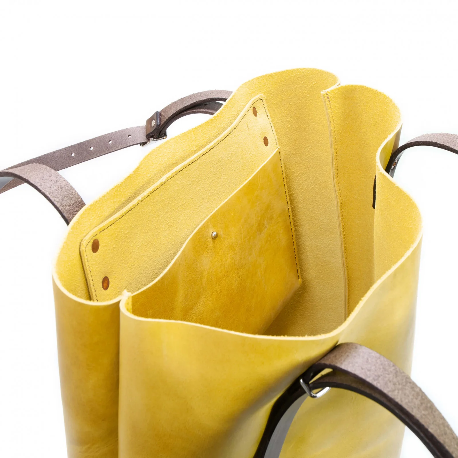 Herring Vixen Tote Bag in yellow waxy calf - Image 2