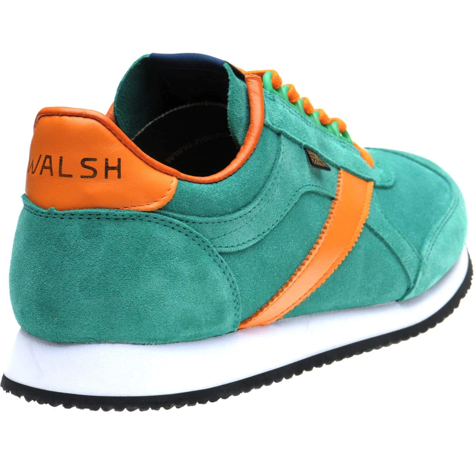 Herring Voyager Trainer mens rubber-soled in green suede and orange calf - Image 4