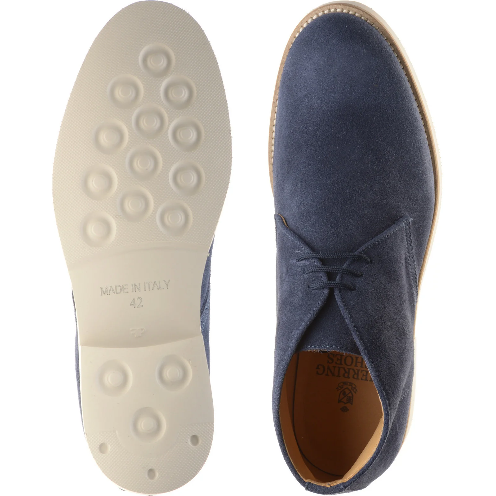 Herring Warren mens rubber-soled desert boots in blue suede - Image 3