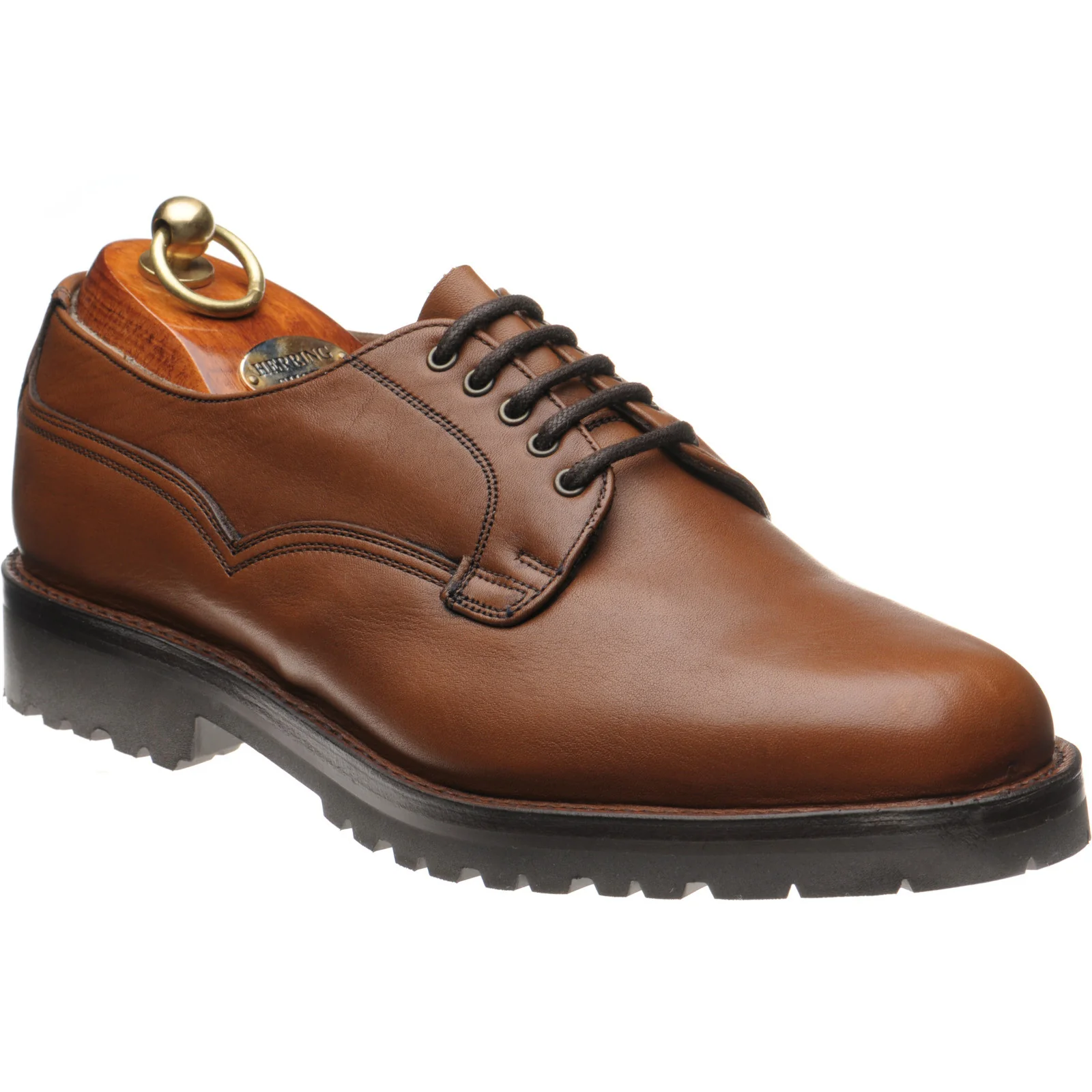 Herring Wasdale II mens rubber-soled Derby shoes in cognac horween (second)