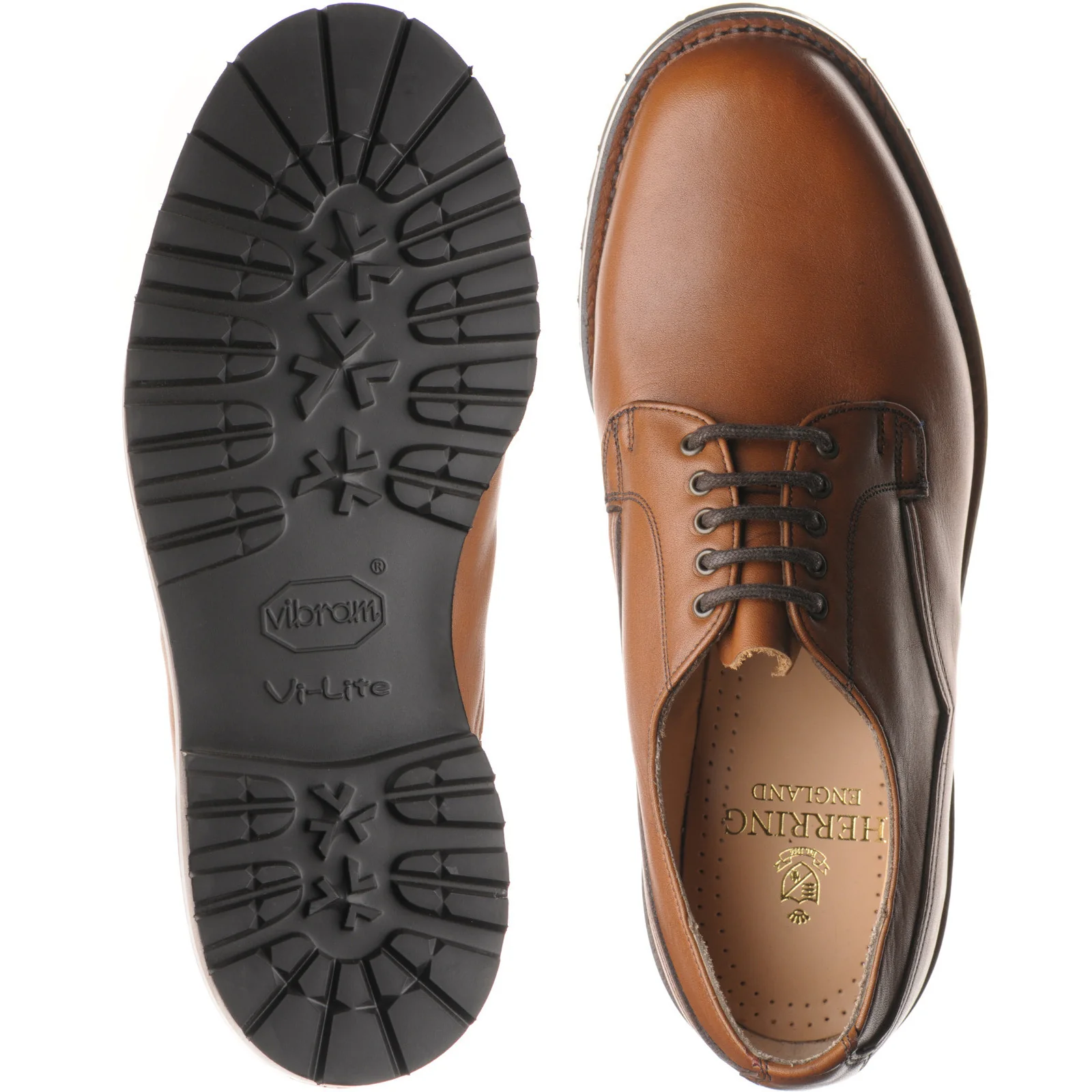 Herring Wasdale II mens rubber-soled Derby shoes in cognac horween (second) - Image 3