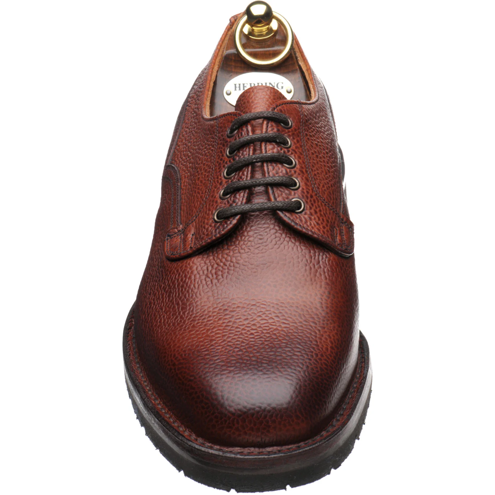 Herring Wasdale II mens rubber-soled Derby shoes in mahogany grain - Image 2