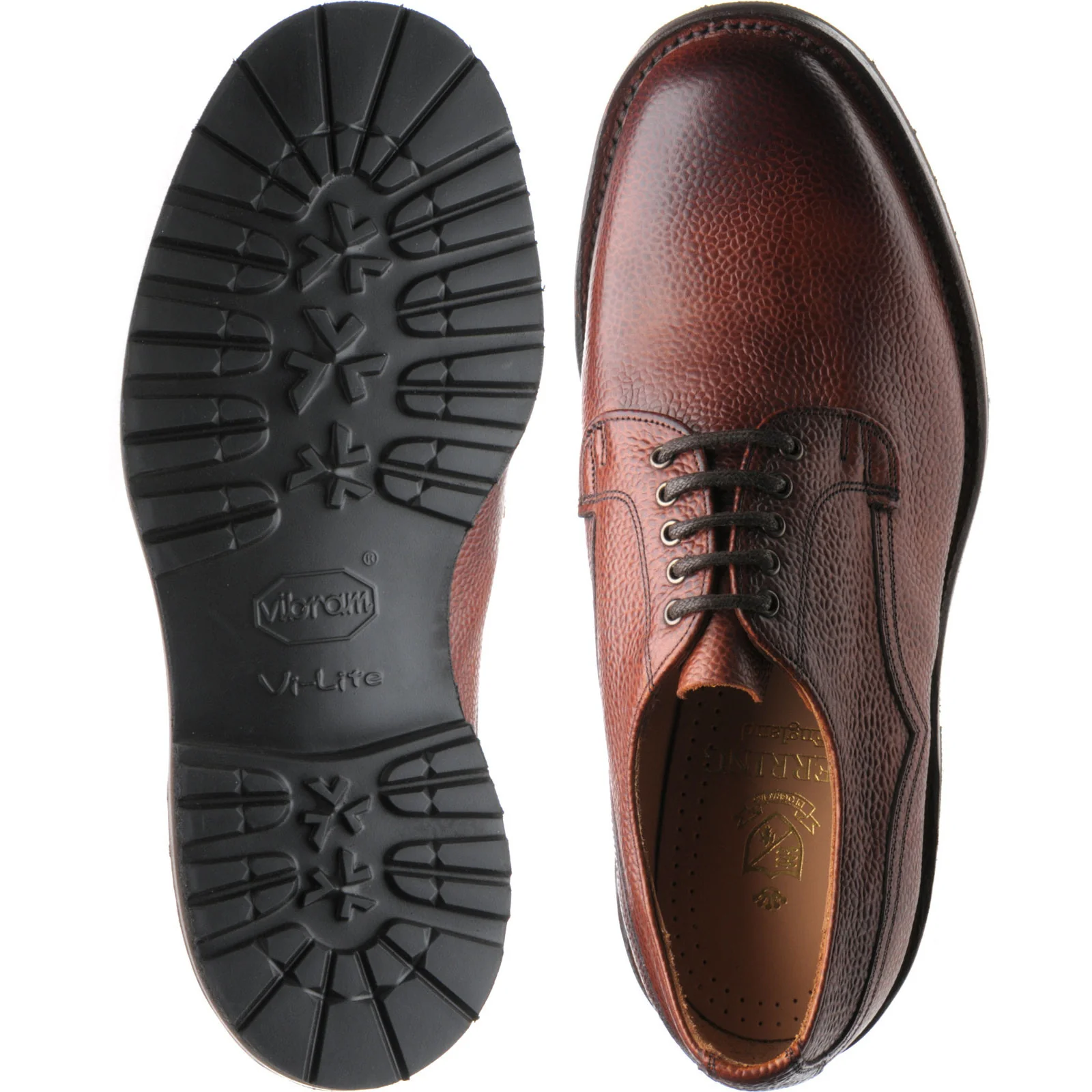 Herring Wasdale II mens rubber-soled Derby shoes in mahogany grain - Image 3