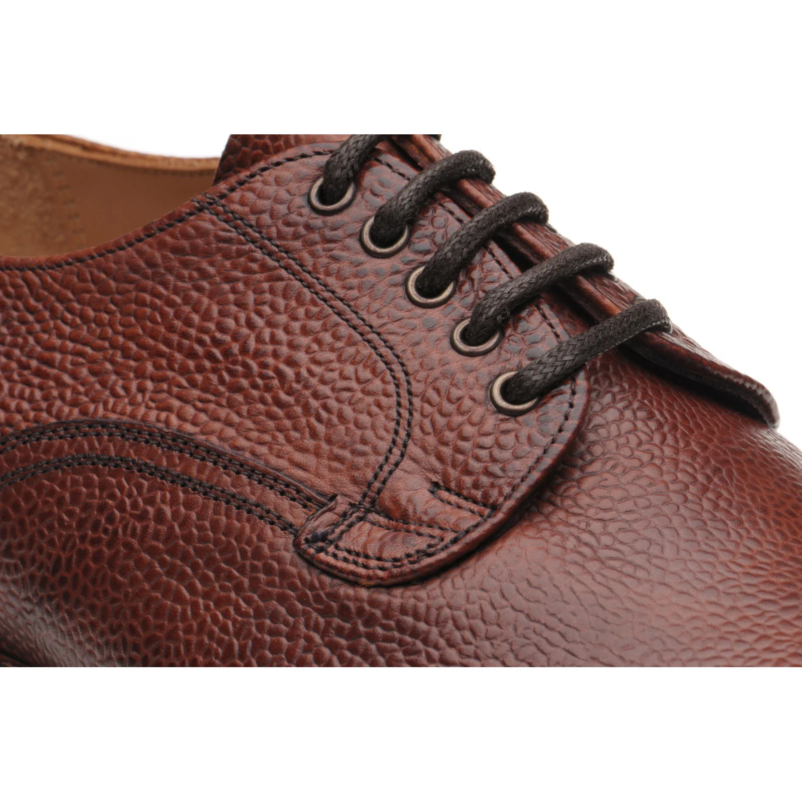 Herring Wasdale II mens rubber-soled Derby shoes in mahogany grain - Image 4