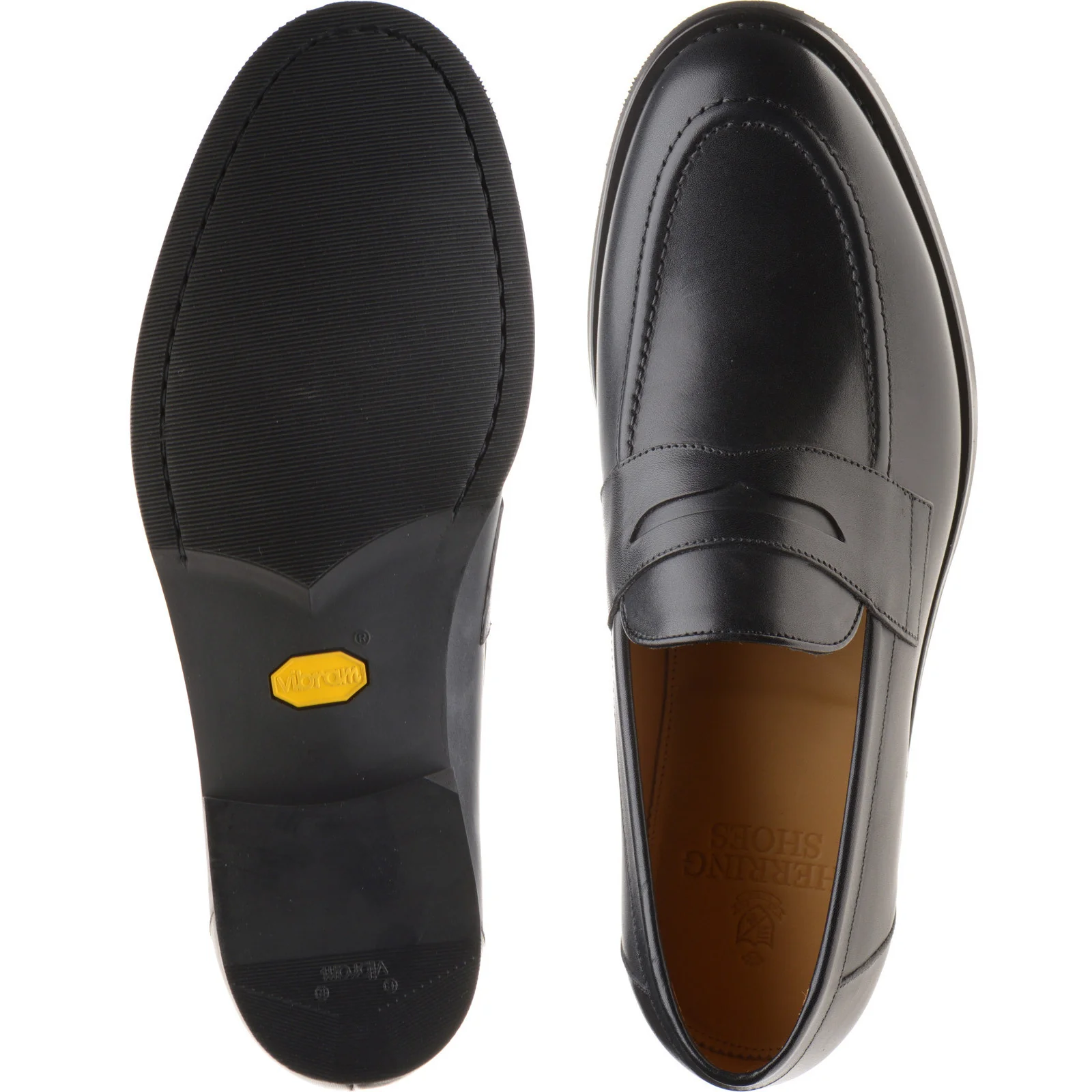 Herring William mens rubber-soled loafers in black calf - Image 3