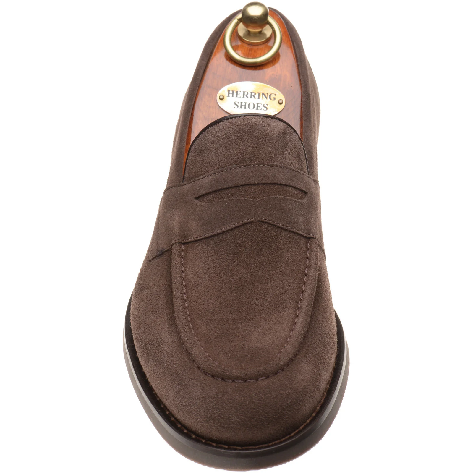 Herring William mens rubber-soled loafers in brown suede - Image 2