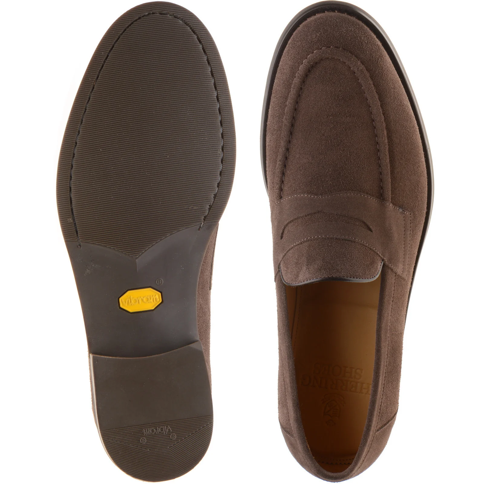 Herring William mens rubber-soled loafers in brown suede - Image 3