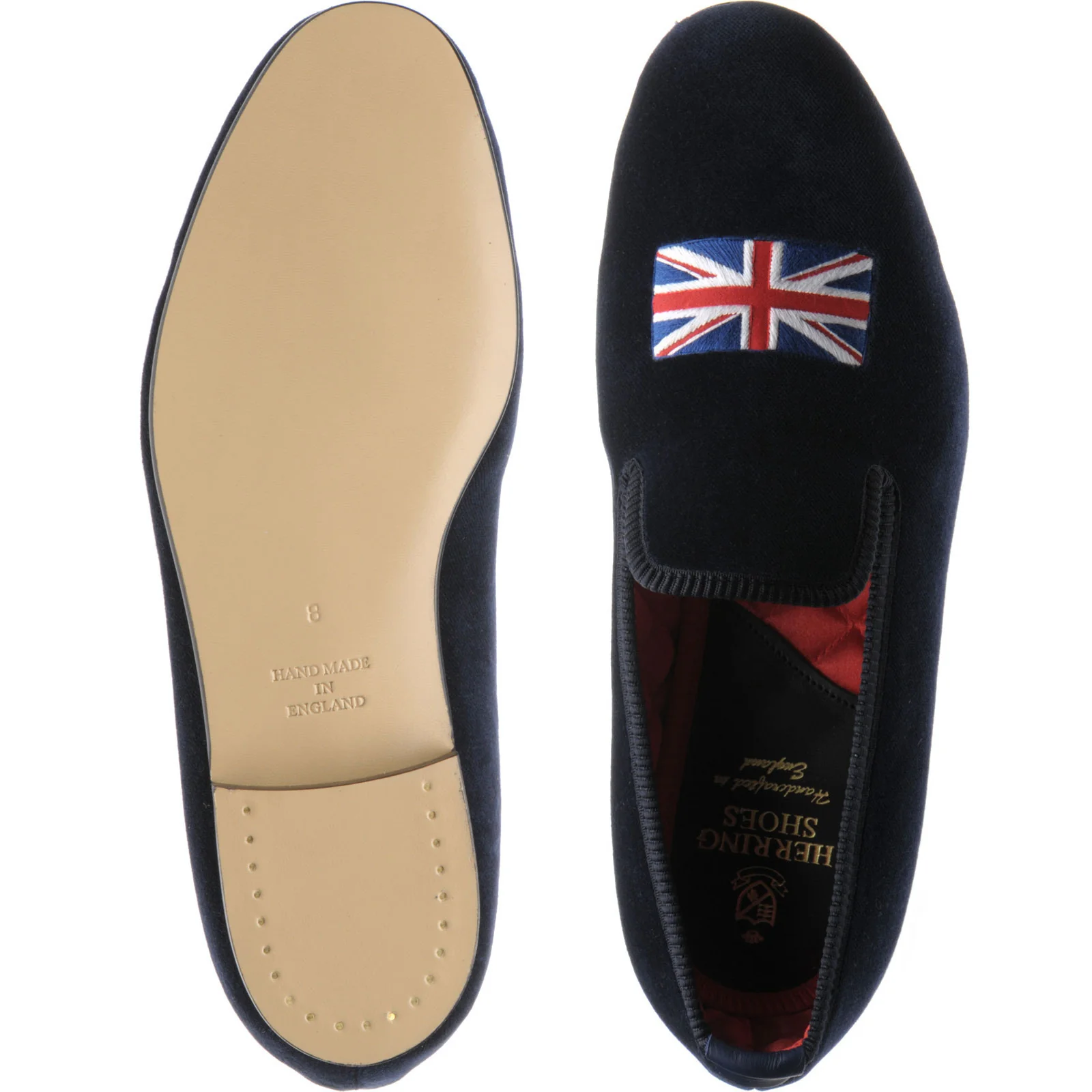 Herring Windsor mens house shoes in navy velvet - Image 3