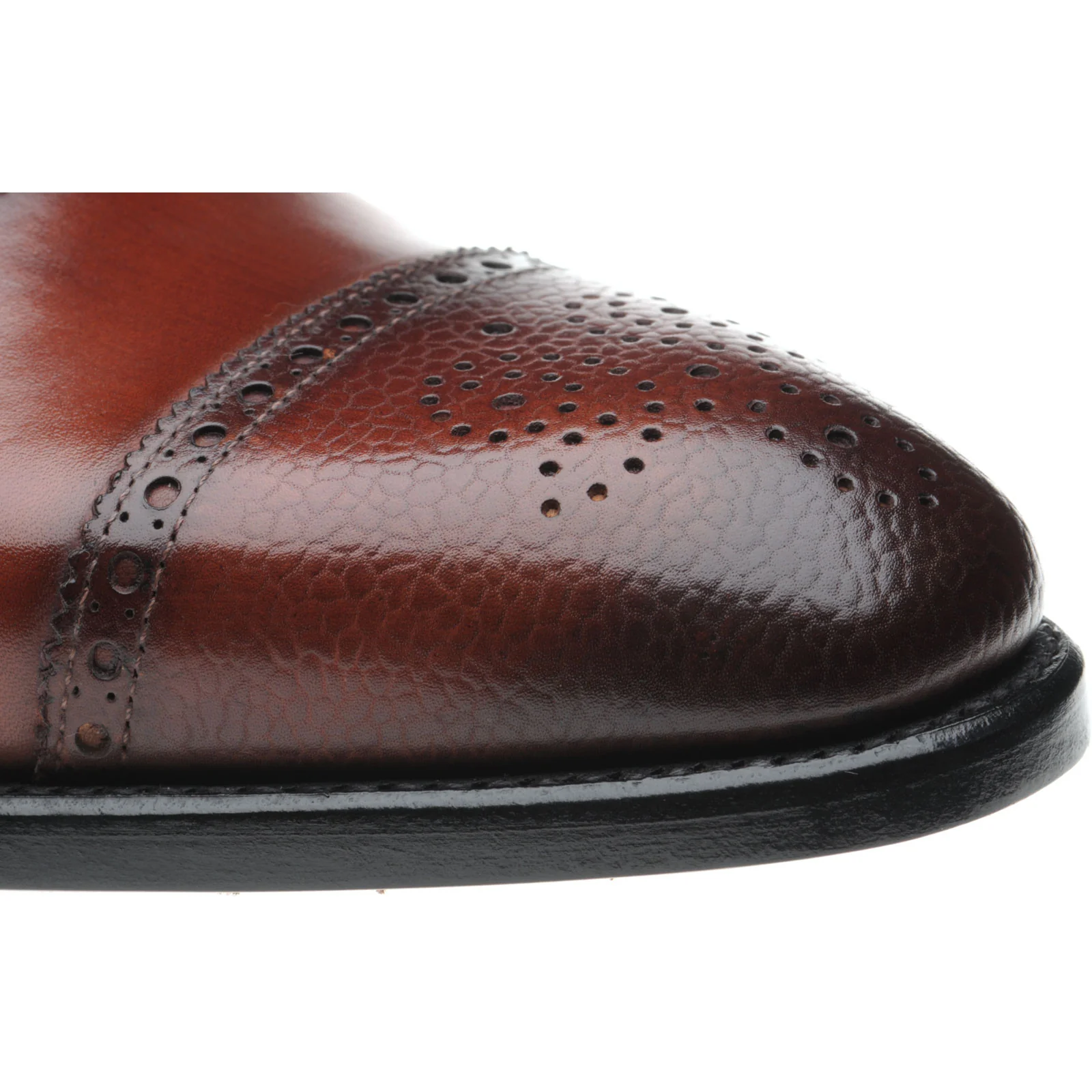 Herring Wordsworth mens semi-brogues in rosewood calf and grain (second) - Image 5
