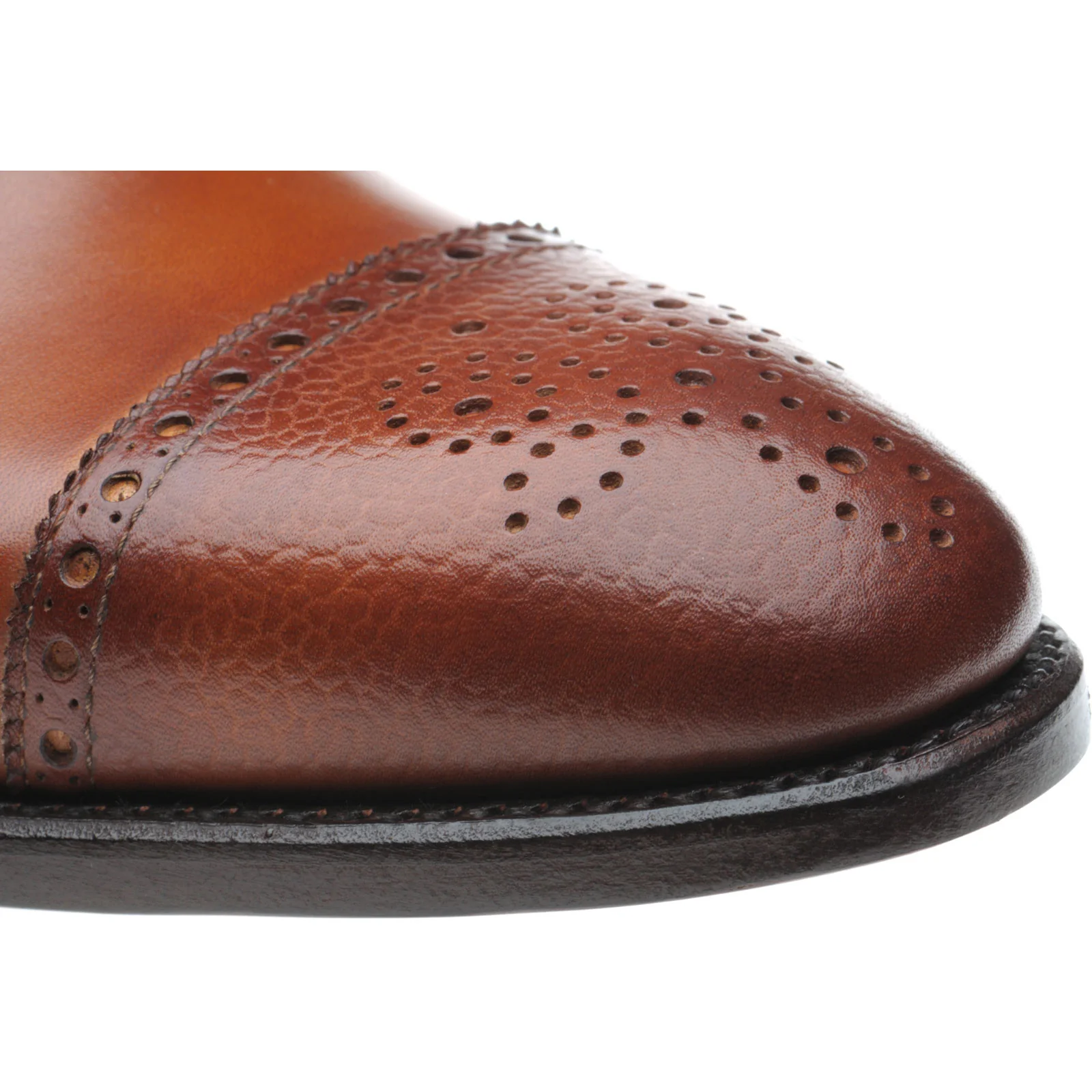 Herring Wordsworth mens semi-brogues in tan calf and grain - Image 5