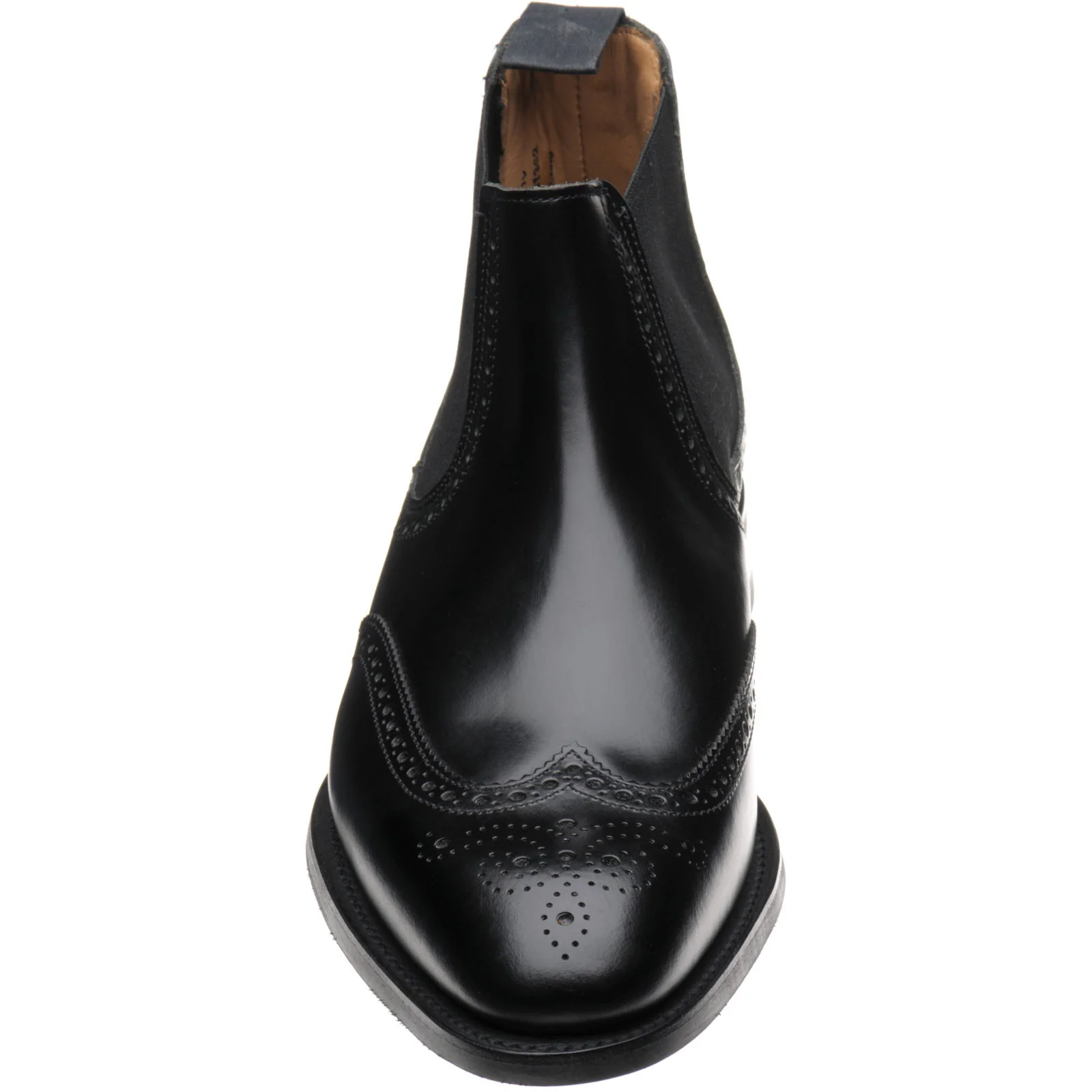 Herring Wye (Rubber) mens rubber-soled brogue Chelsea boots in black calf - Image 2