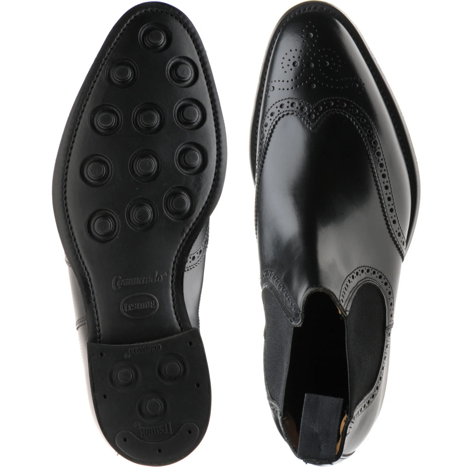 Herring Wye (Rubber) mens rubber-soled brogue Chelsea boots in black calf - Image 3