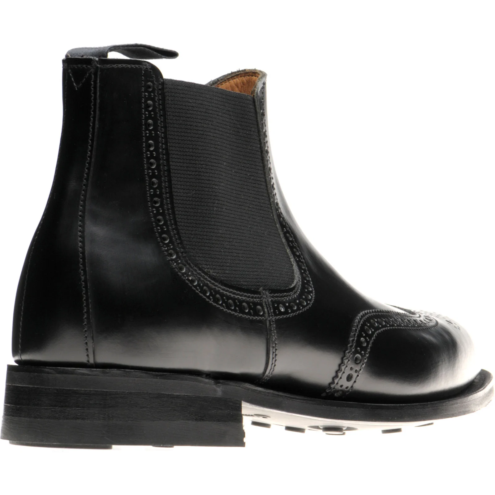 Herring Wye (Rubber) mens rubber-soled brogue Chelsea boots in black calf - Image 4