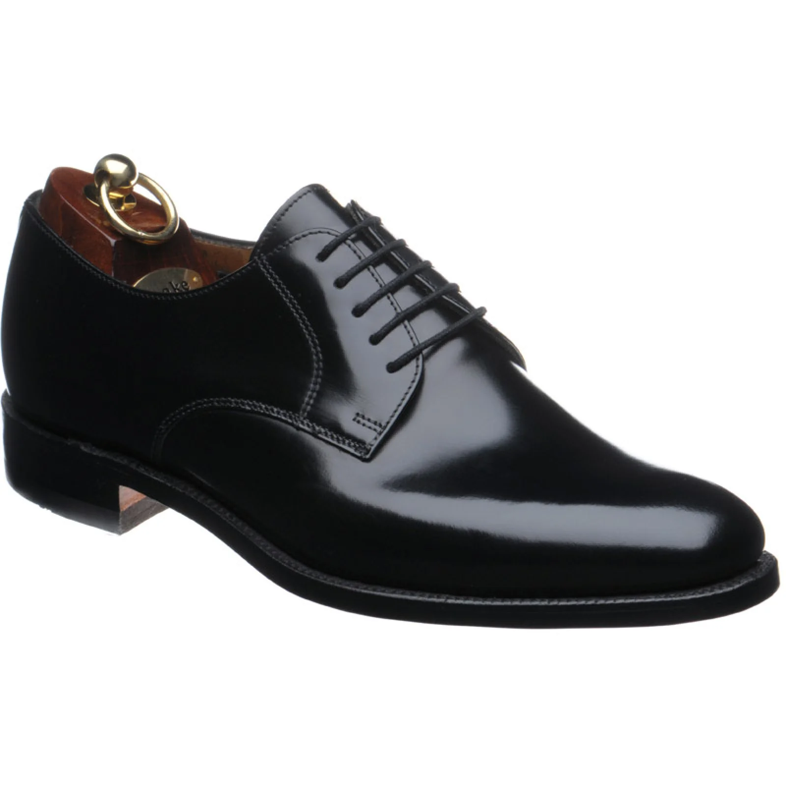 Loake 205 mens Derby shoes in black polished