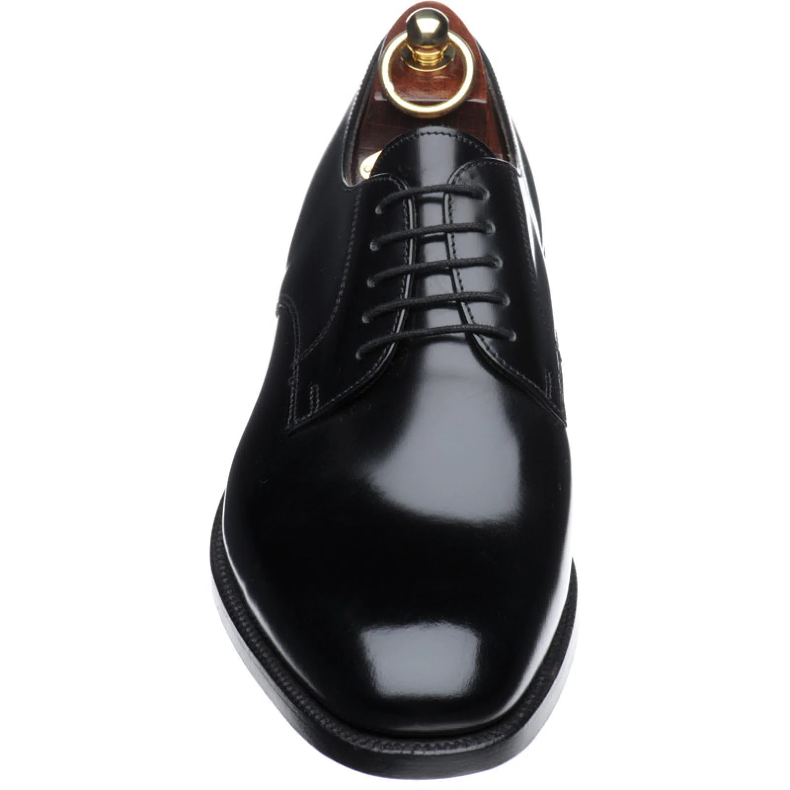 Loake 205 mens Derby shoes in black polished - Image 2
