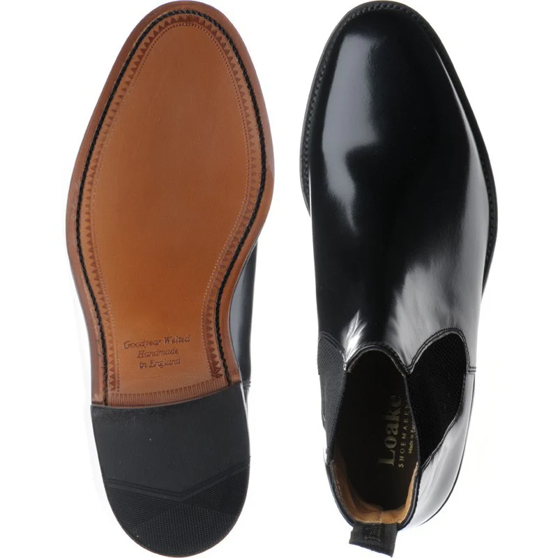 Loake 290 mens Chelsea boots in black polished (second) - Image 3