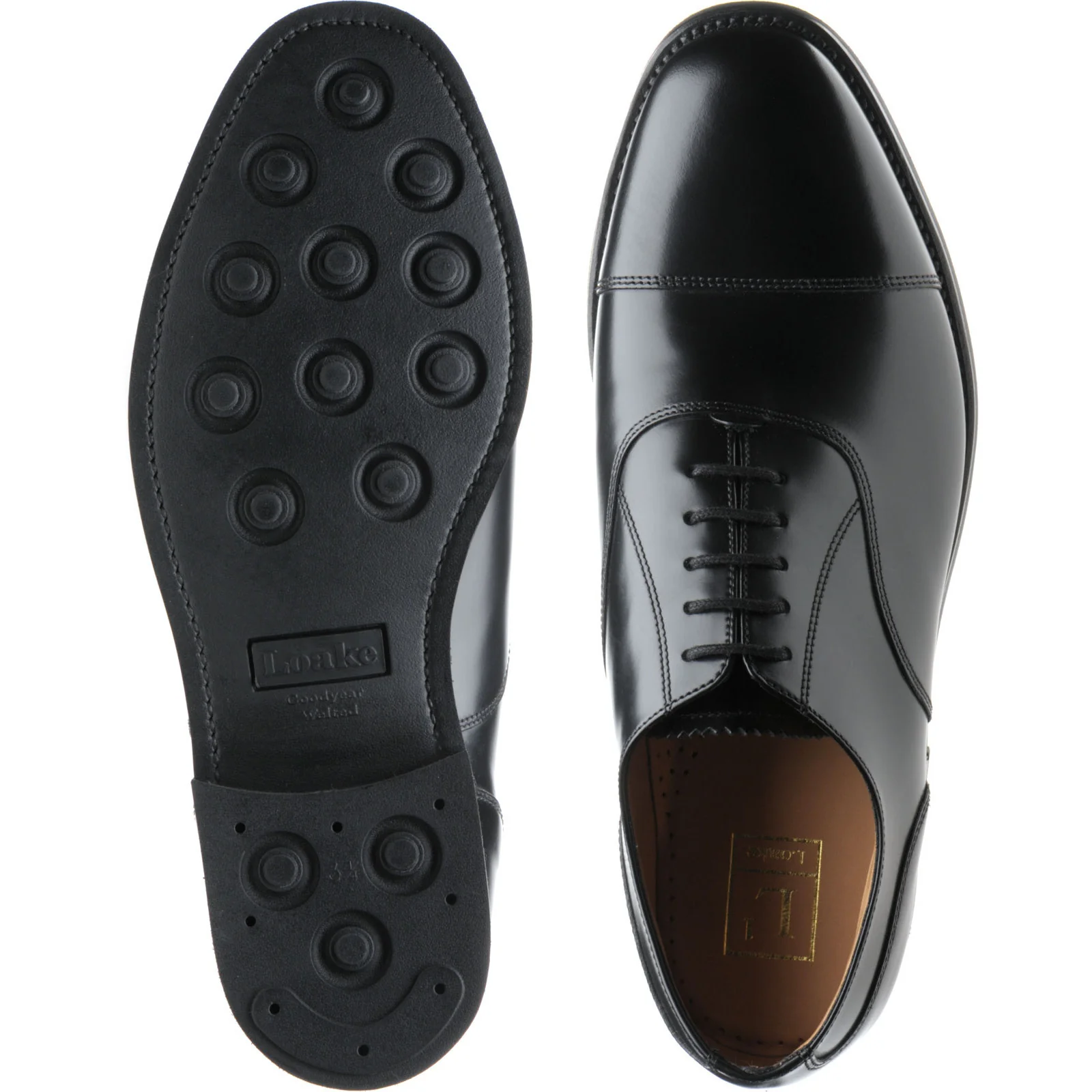 Loake 300 mens rubber-soled Oxfords in black polished - Image 3