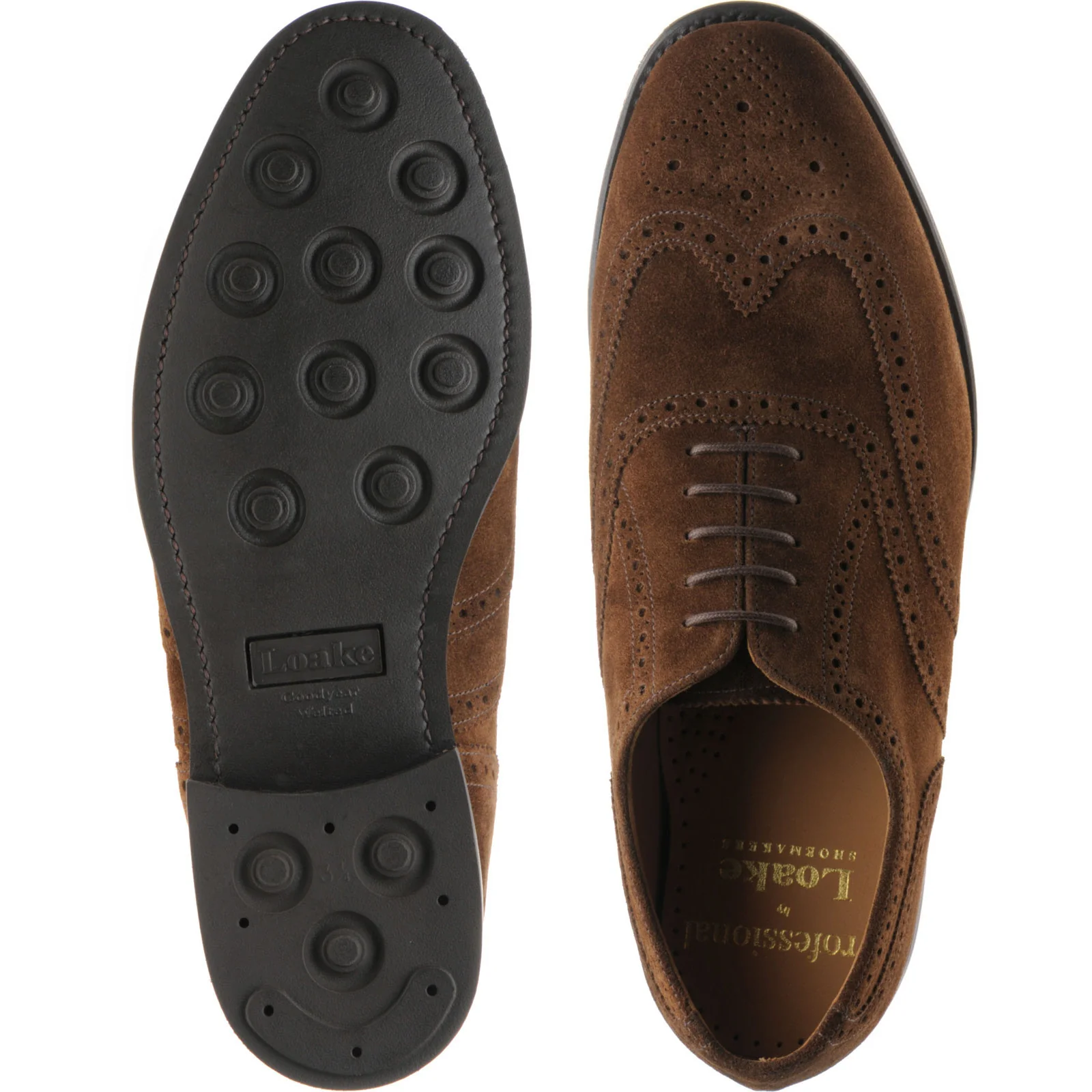 Loake 302 mens rubber-soled brogues in brown suede (second) - Image 3
