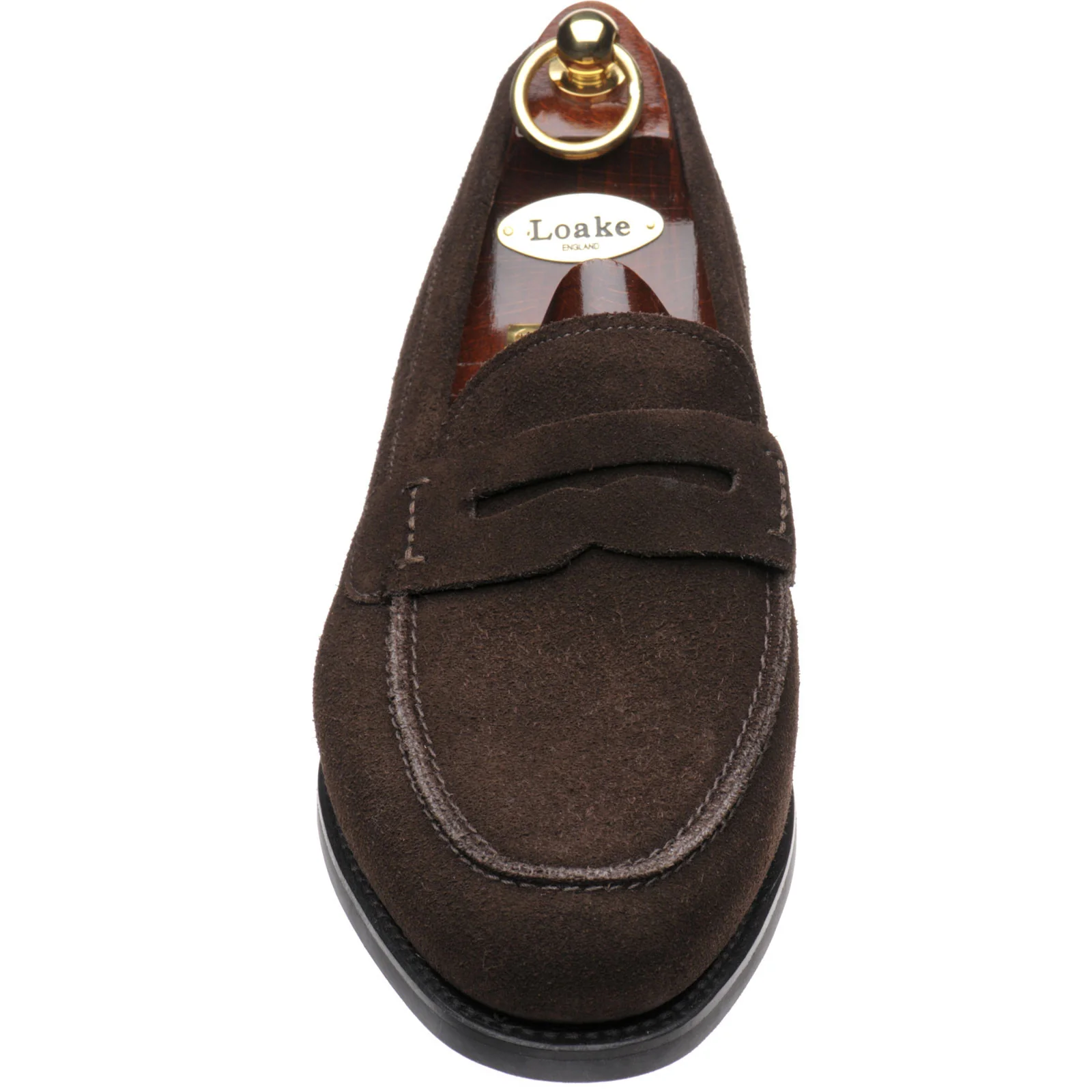 Loake 356 mens rubber-soled loafers in dark brown suede - Image 2