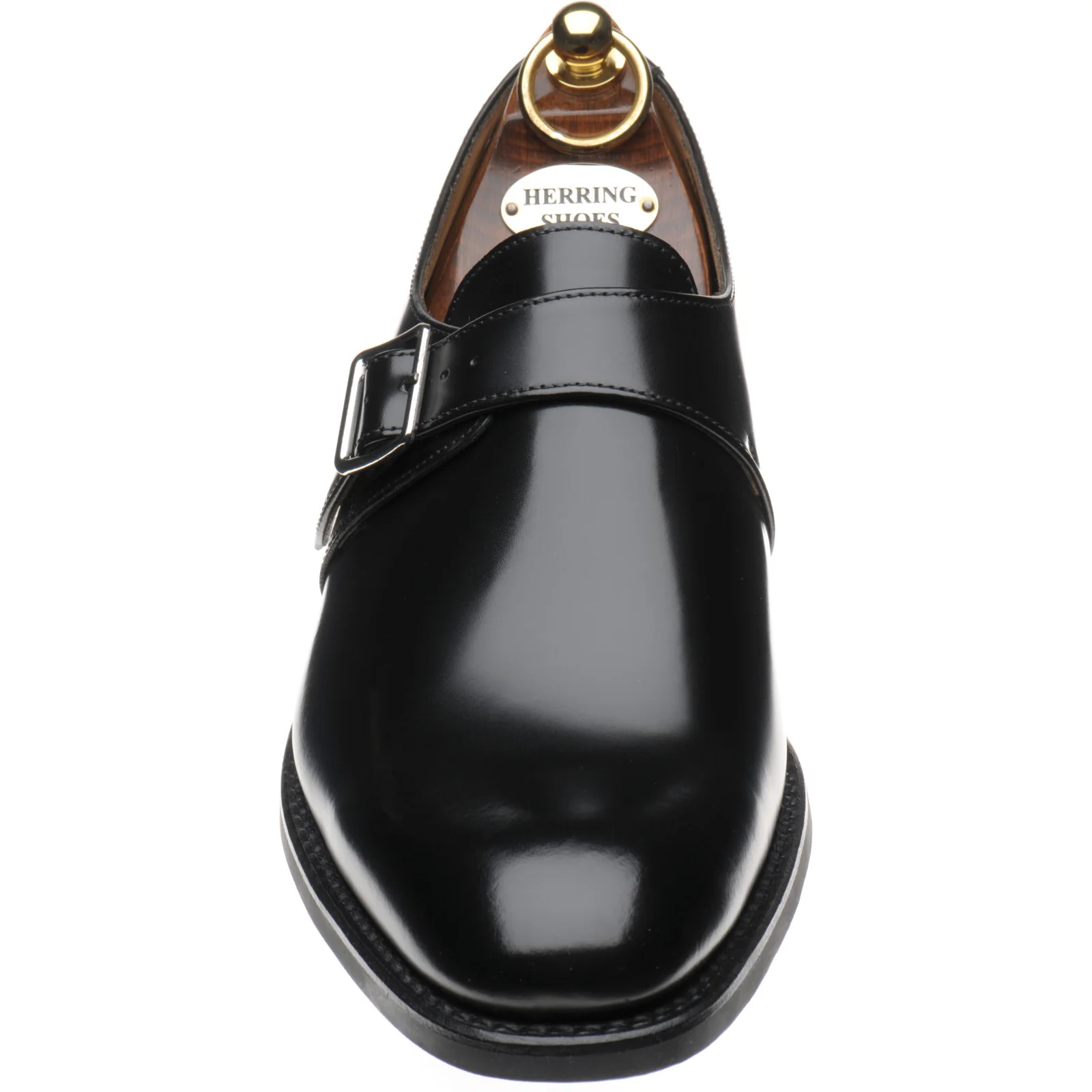 Loake 357 mens rubber-soled monk shoes in black polished (second) - Image 2