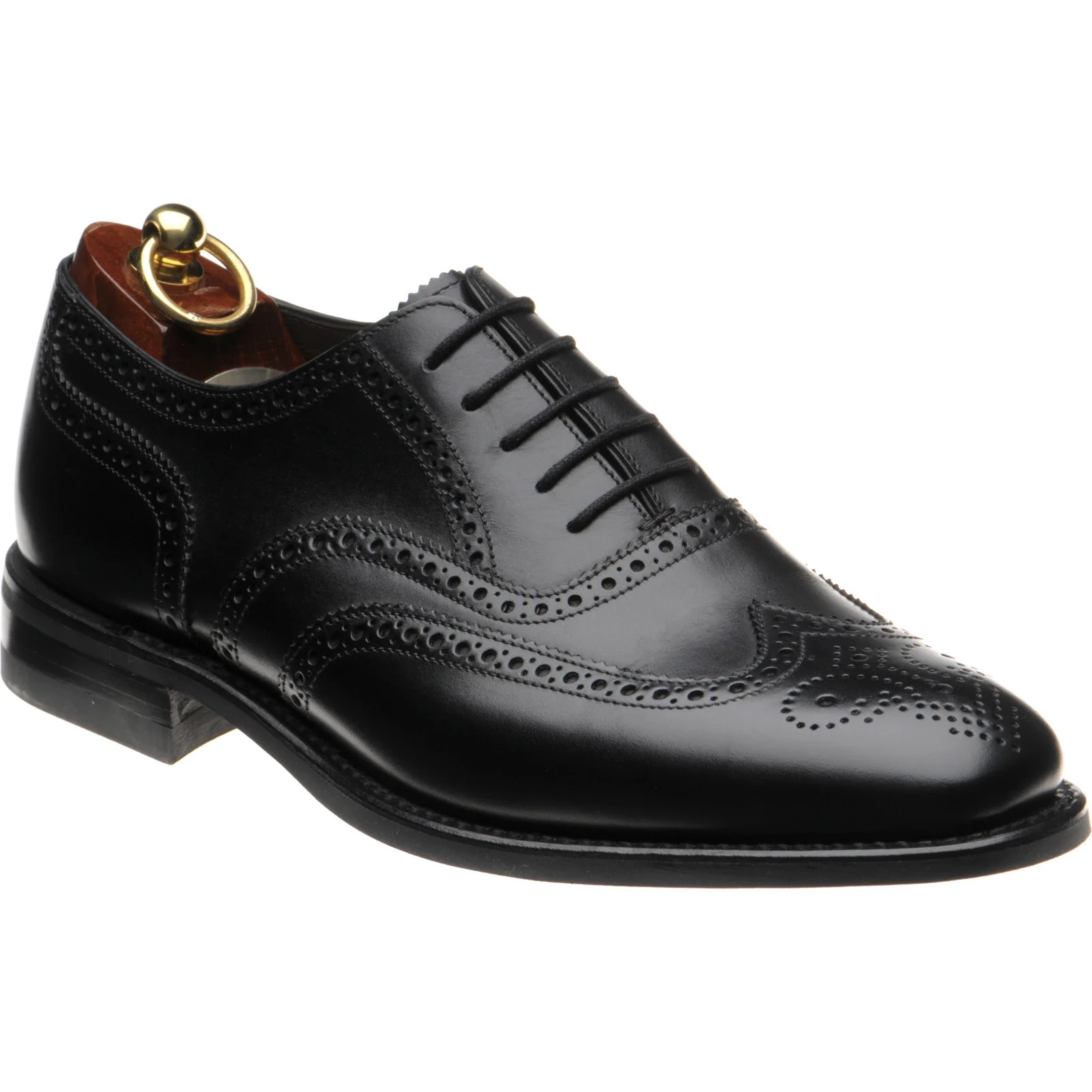 Loake 6018 mens rubber-soled brogues in black calf (second)