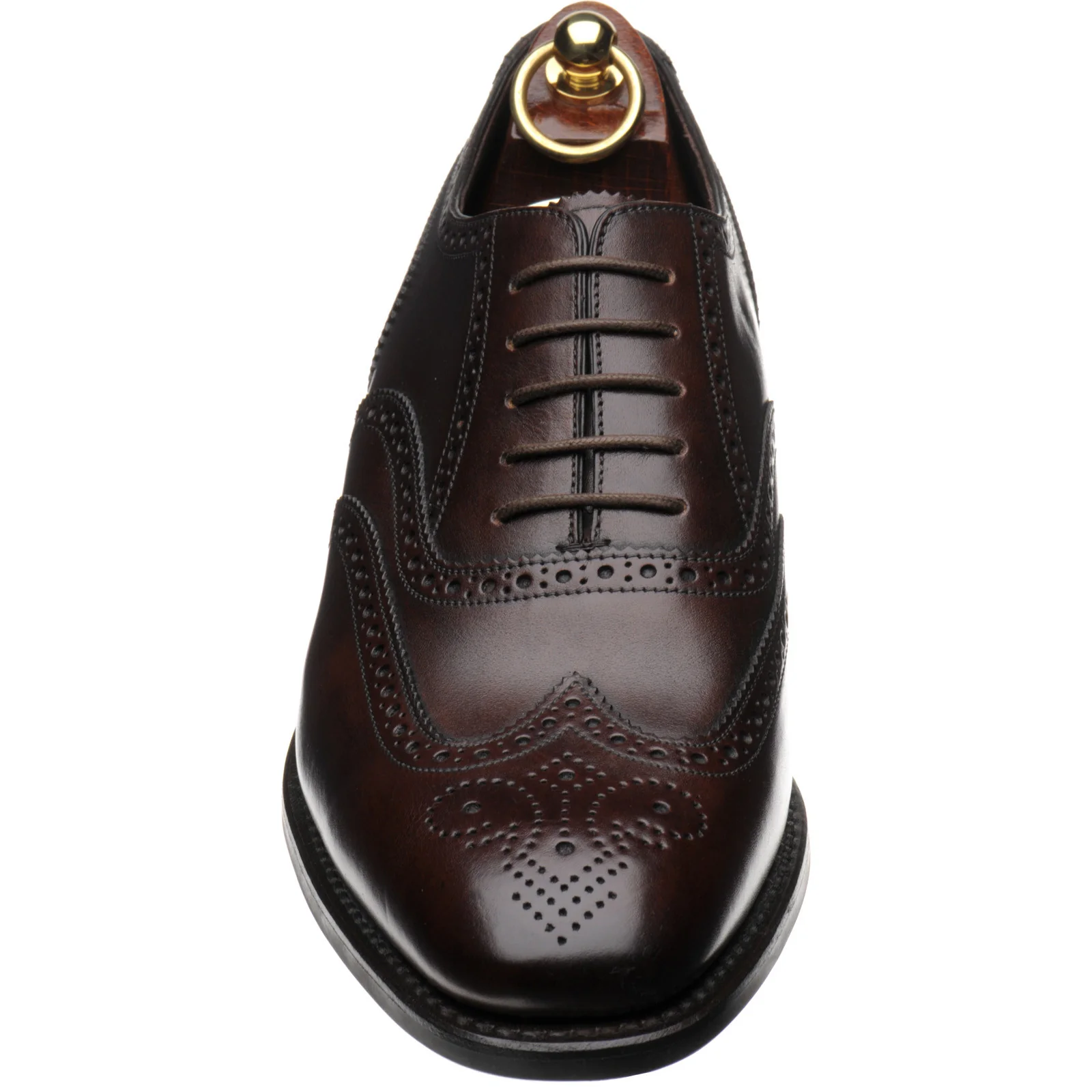 Loake 6018 mens rubber-soled brogues in dark brown calf (second) - Image 2