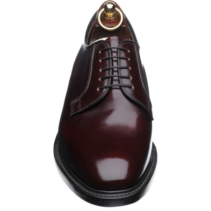 Loake 771 mens Derby shoes in burgundy polished (second) - Image 2
