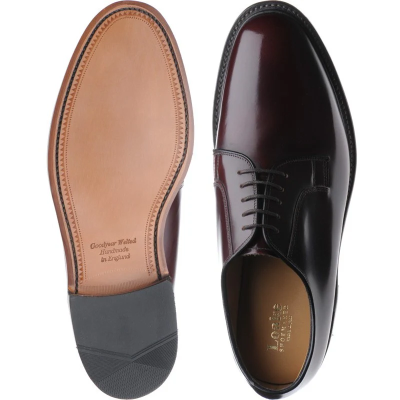 Loake 771 mens Derby shoes in burgundy polished (second) - Image 3