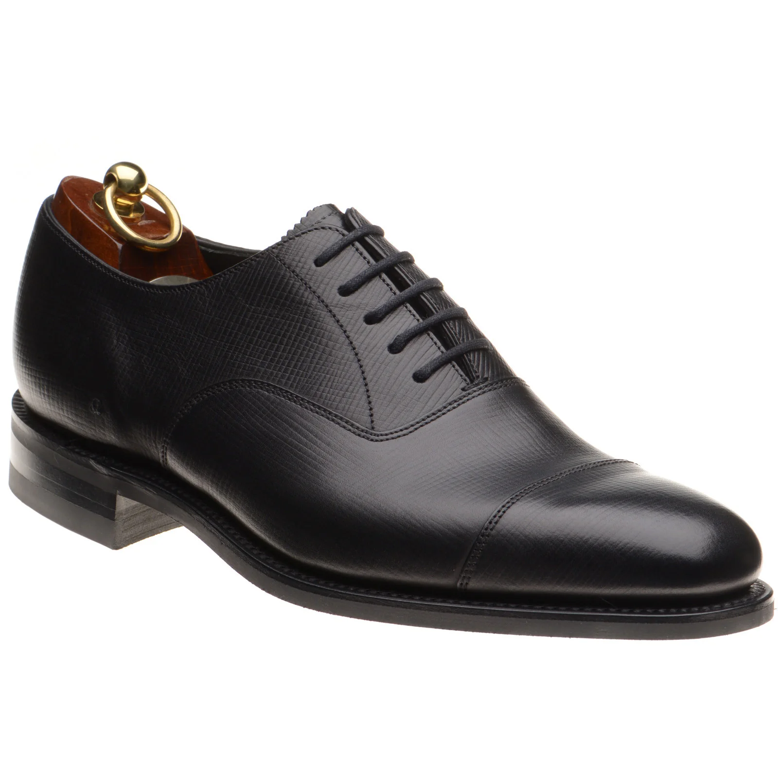Loake Aldwych R mens rubber-soled Oxfords in black hatch grain (second)