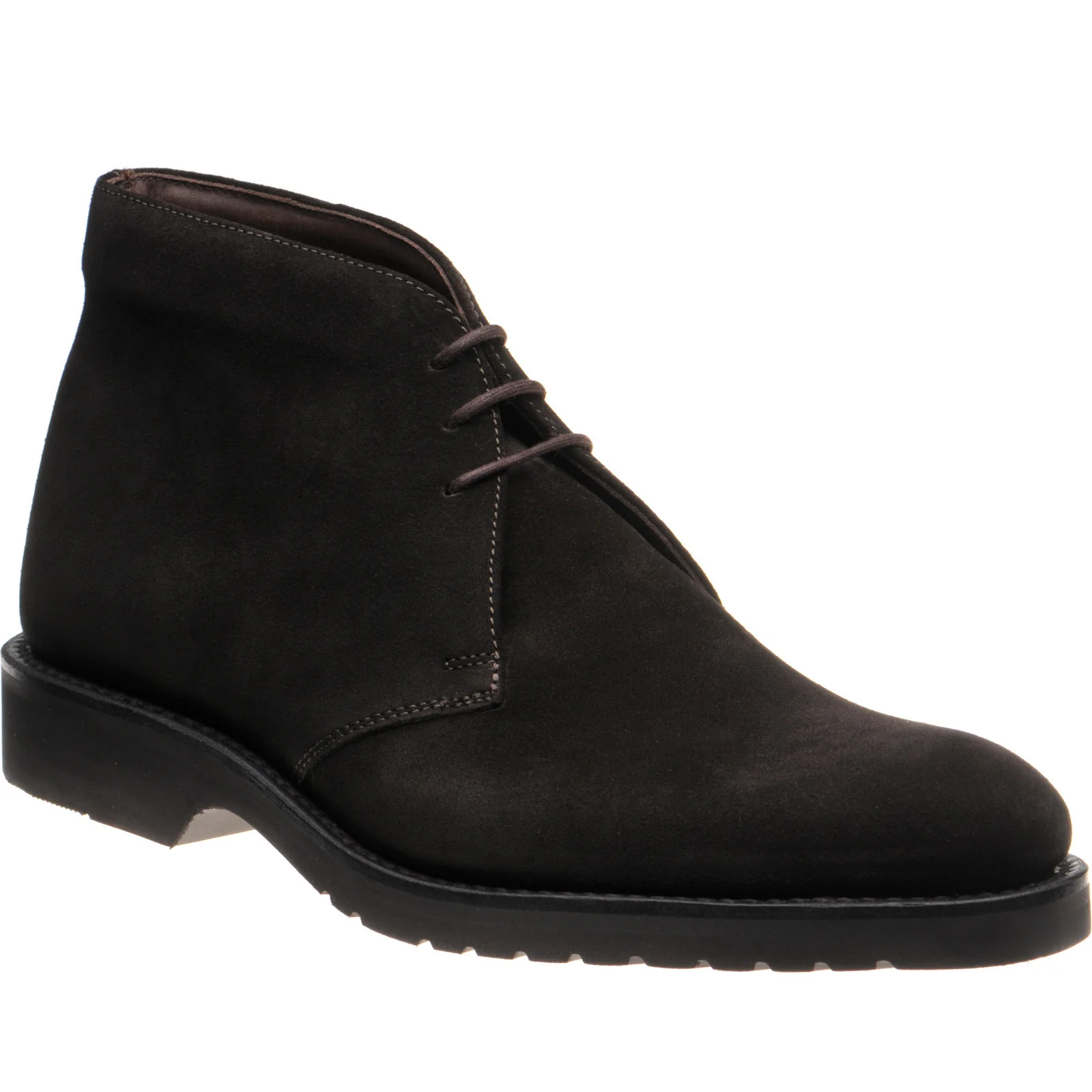 Loake Altman mens rubber-soled boots in dark brown suede