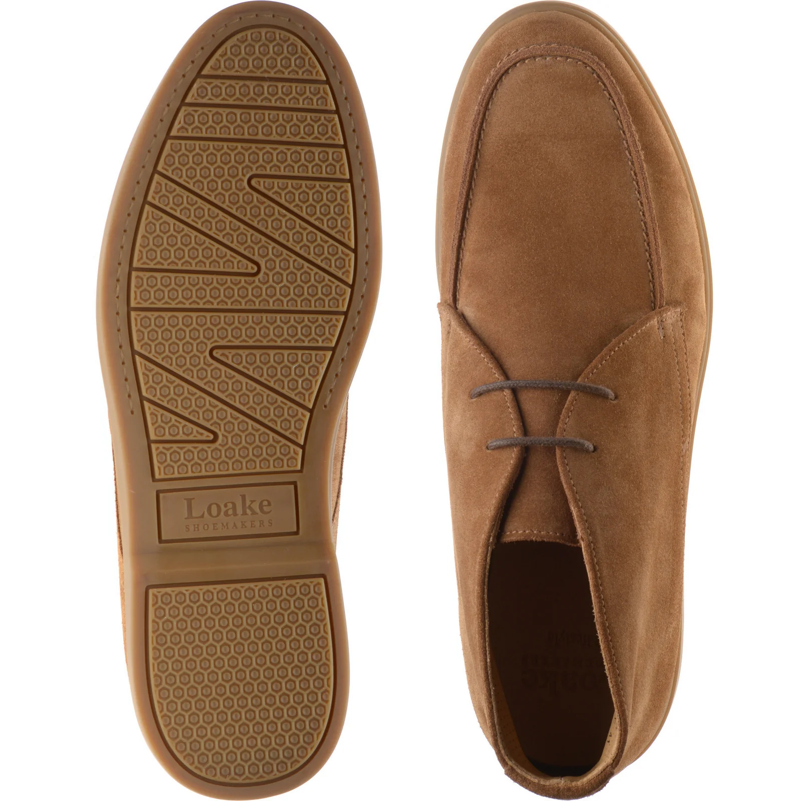 Loake Amalfi mens rubber-soled Chukka boots in chestnut suede (second) - Image 3
