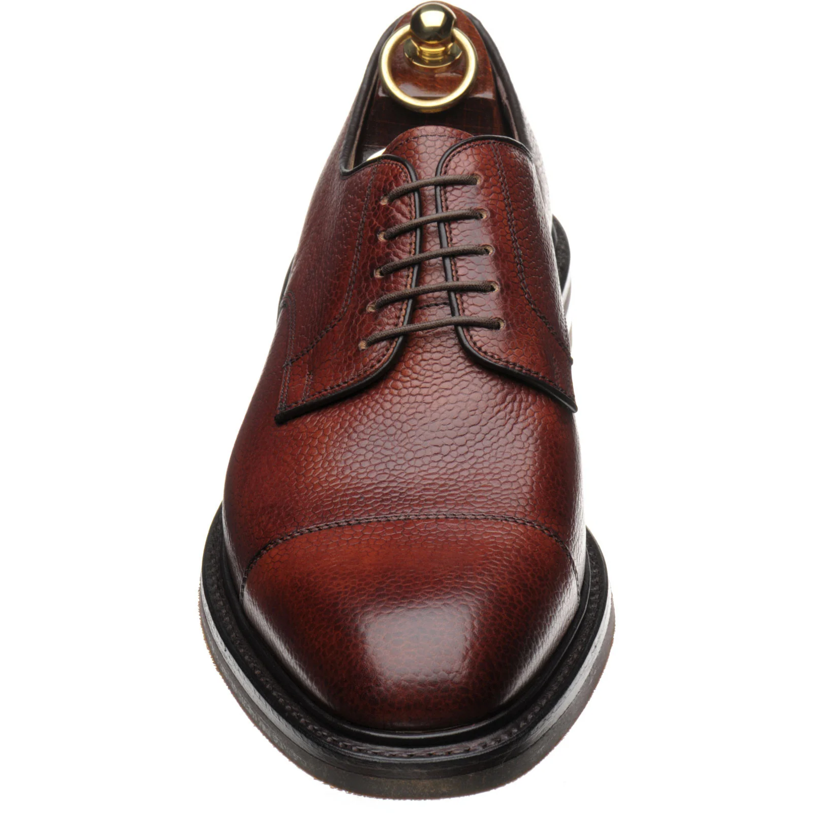 Loake Ampleforth mens rubber-soled Derby shoes in rosewood burnished grain (second) - Image 2